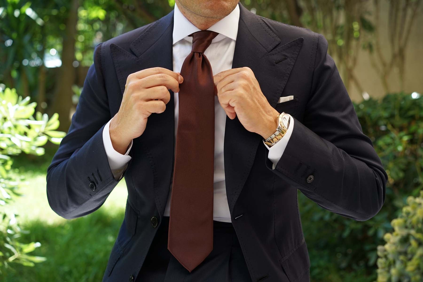 Dark Brown Basket Weave Necktie