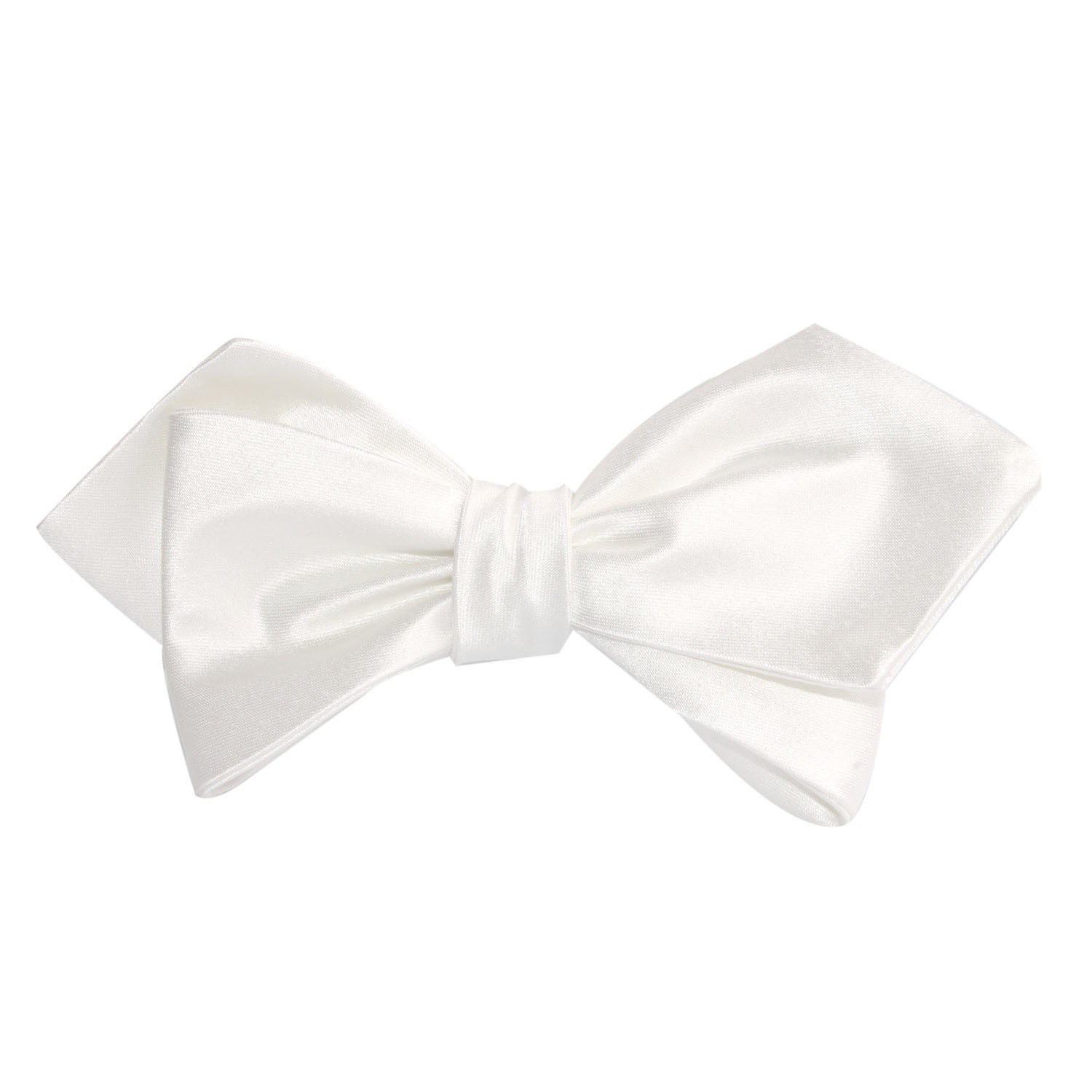 Ivory Satin Self Tie Diamond Tip Bow Tie