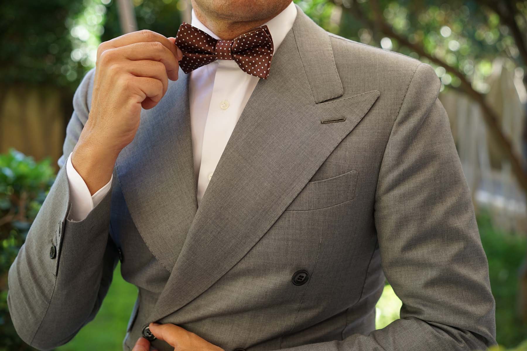 Brown Mini Polka Dots Bow Tie