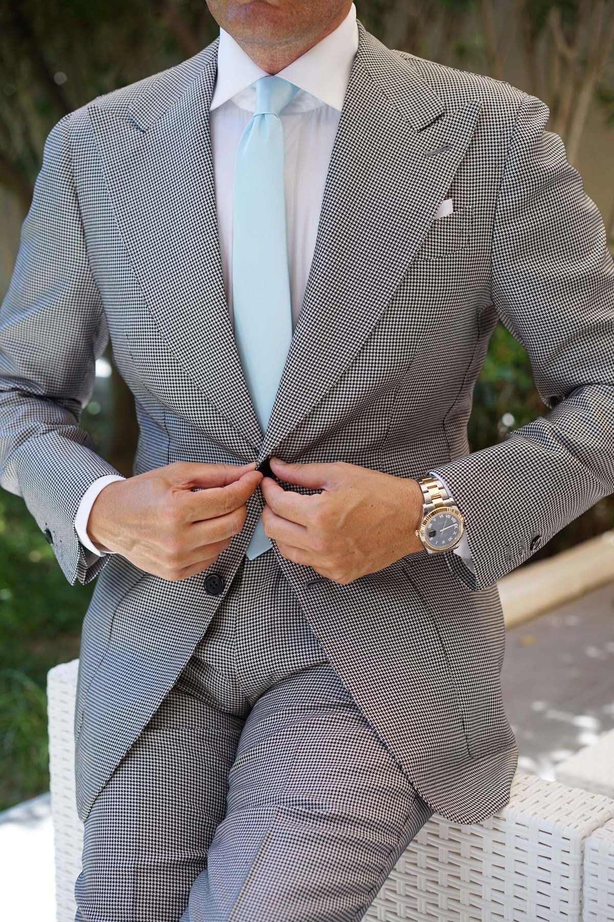 Powder Blue Satin Skinny Tie