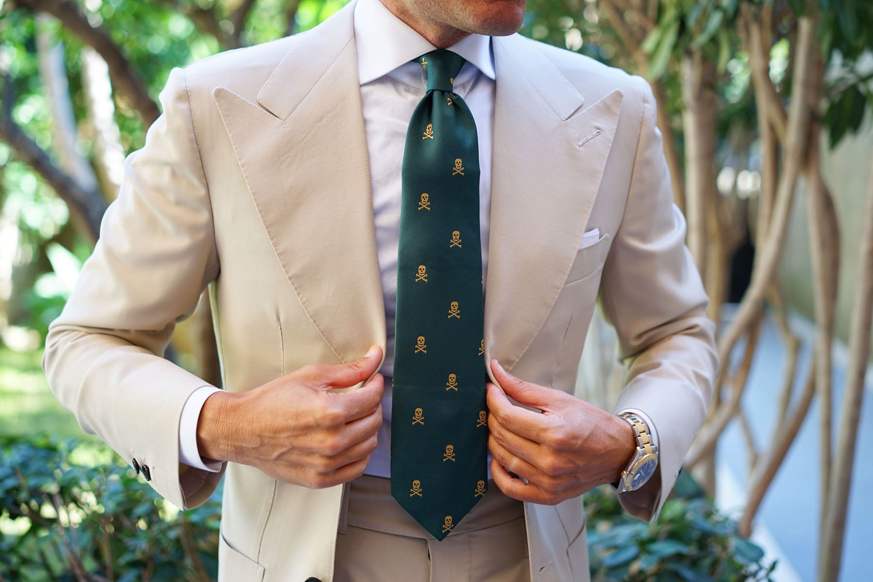 Skull & Crossbones Green Tie