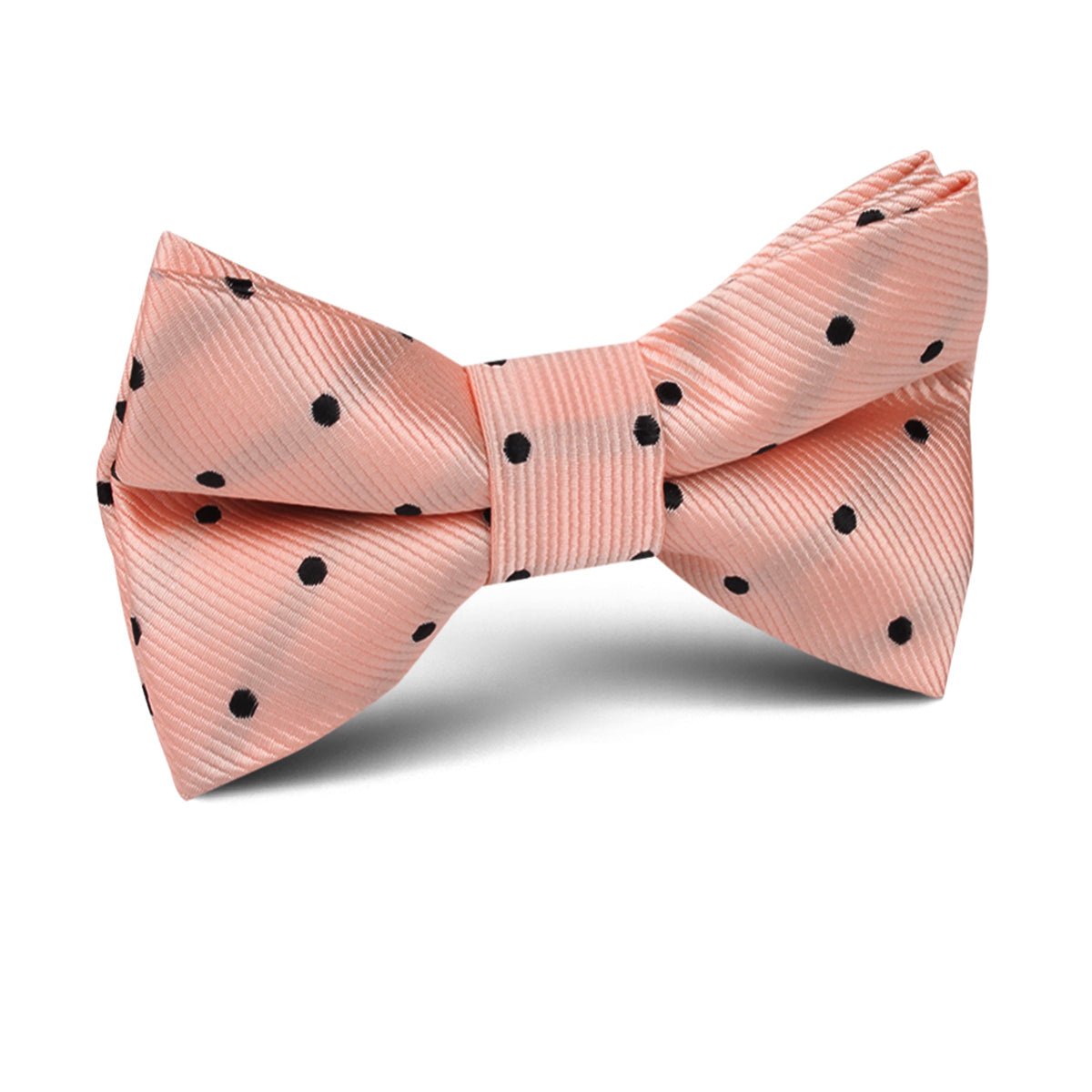 Peach on Black Polka Dots Kids Bow Tie