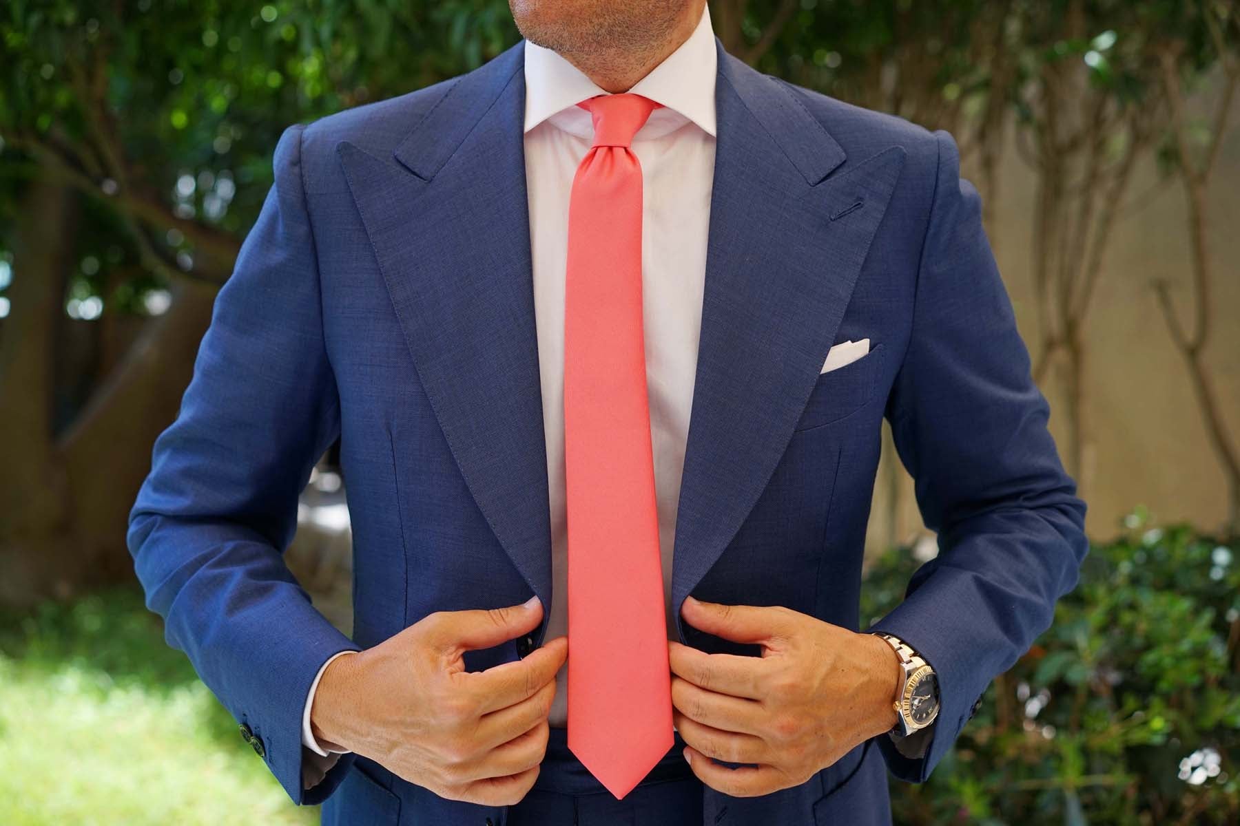 Coral Reef Satin Skinny Tie