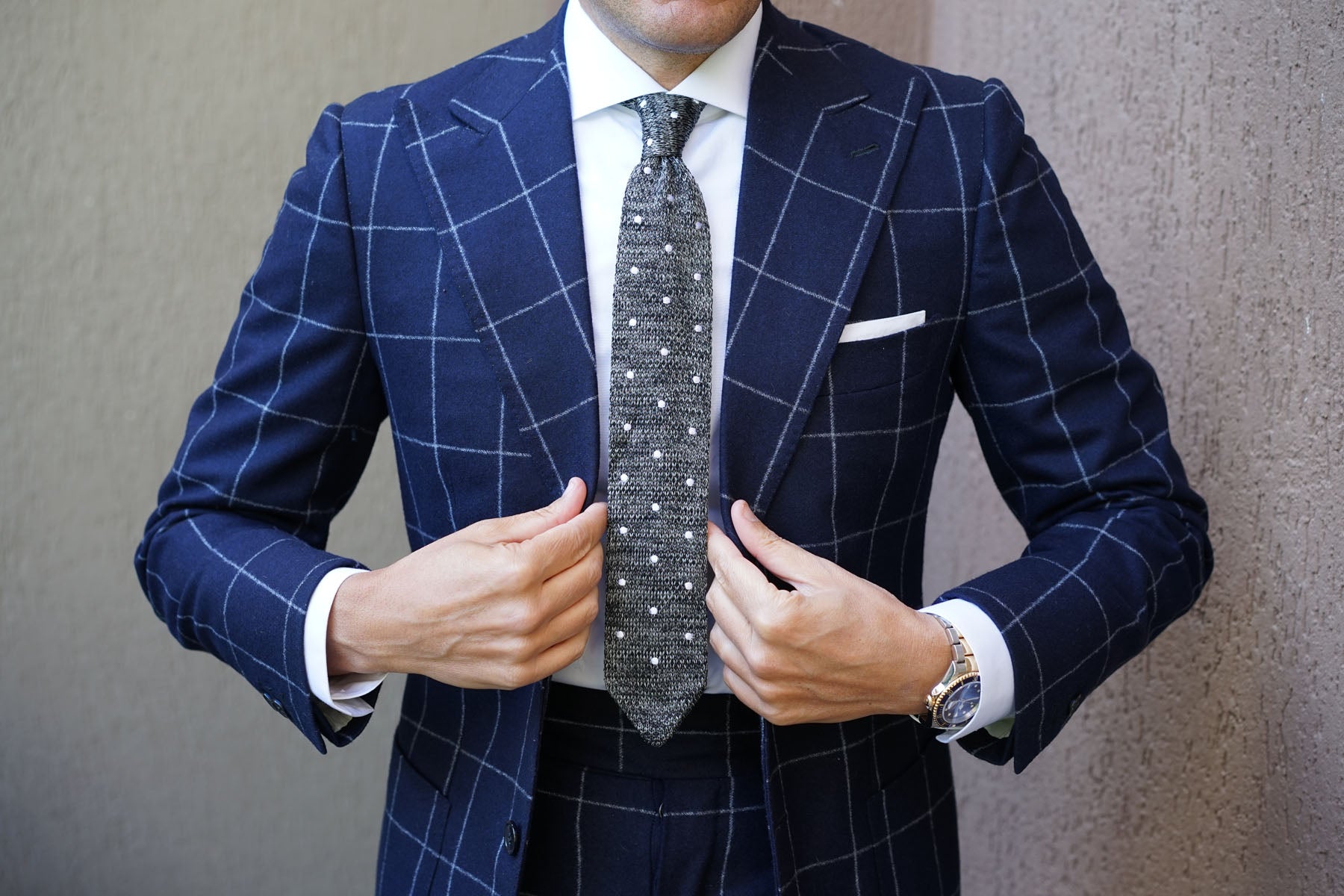 The Raven Polka Dot Knitted Tie