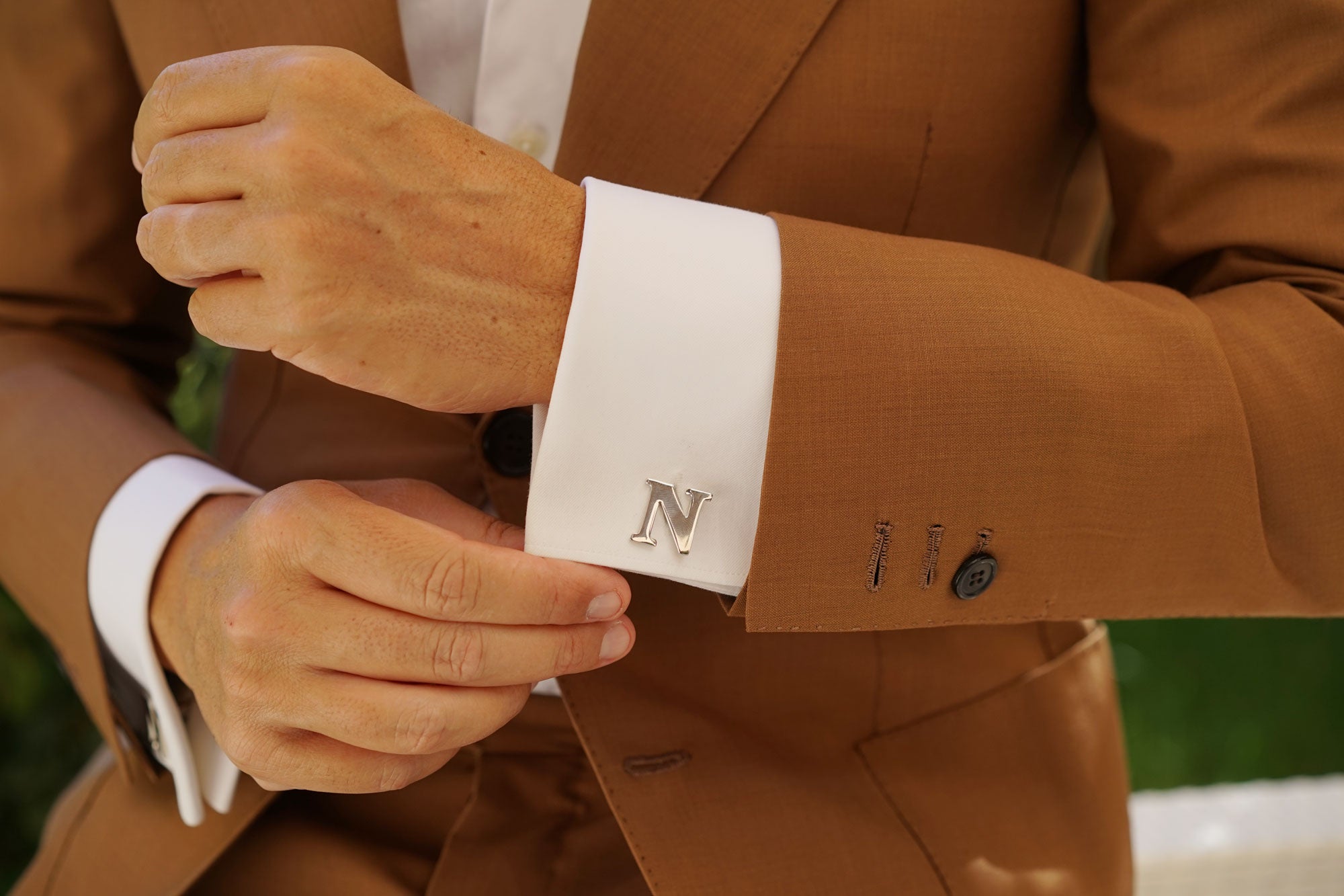 Letter N Silver Cufflinks