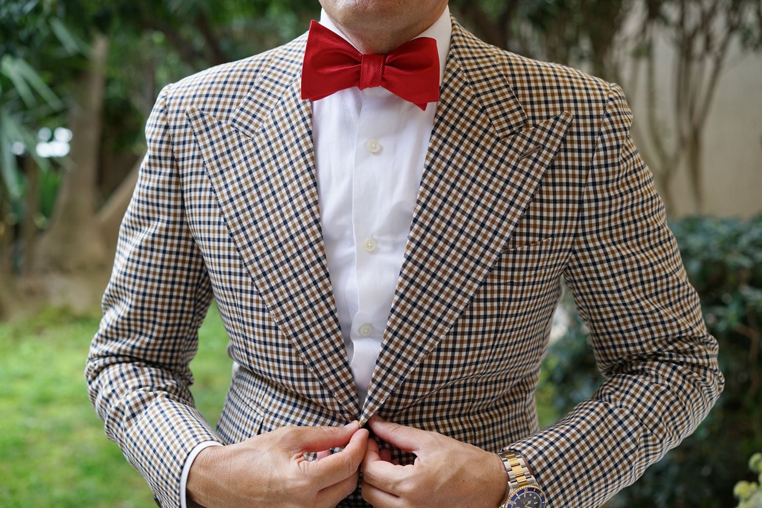 Red Cherry Twill Self Bow Tie