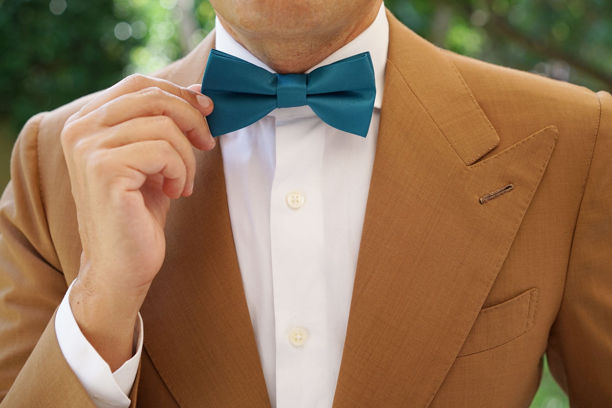 Oasis Teal Satin Bow Tie