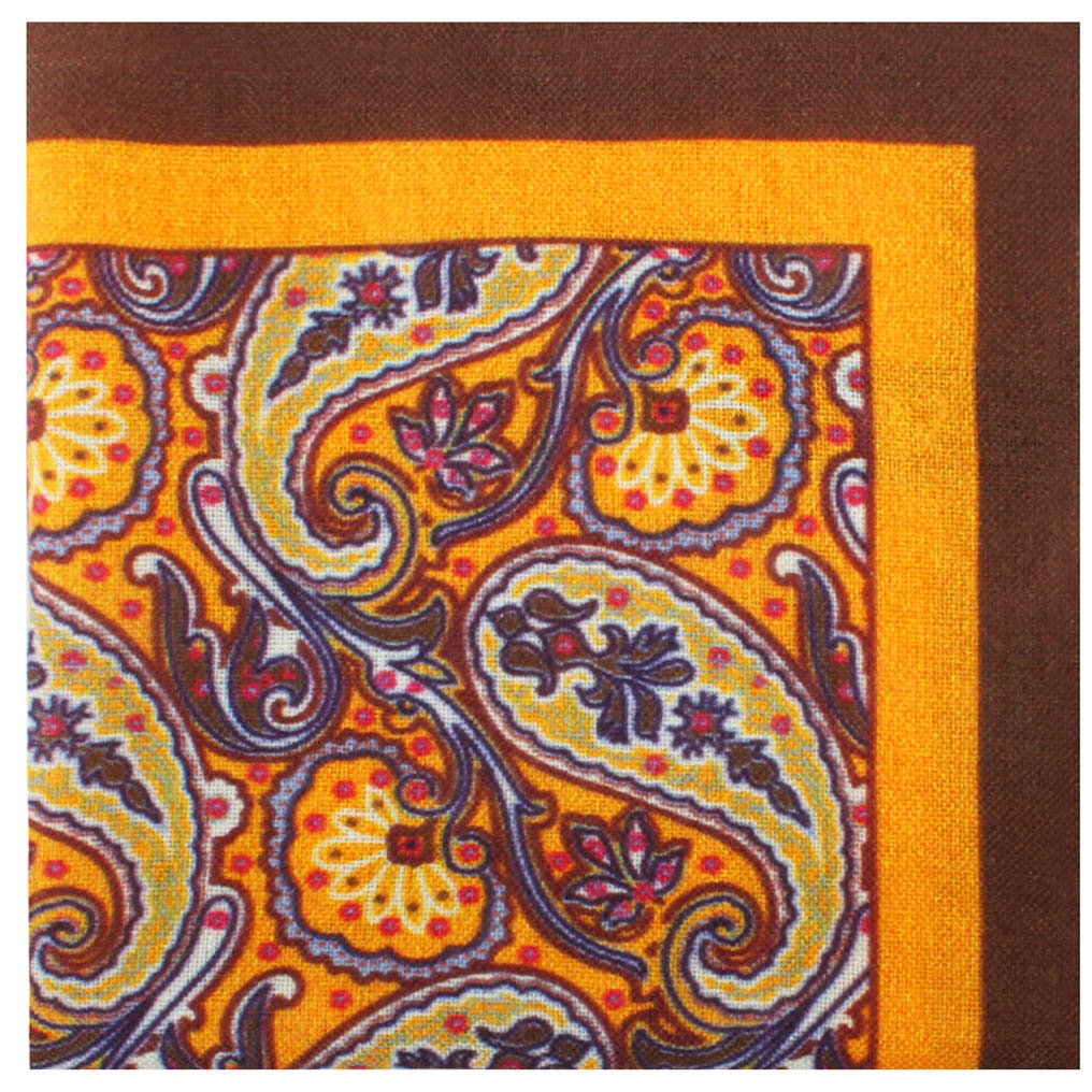 Mr. Profaci Paisley Burnt Rust Wool Pocket Square