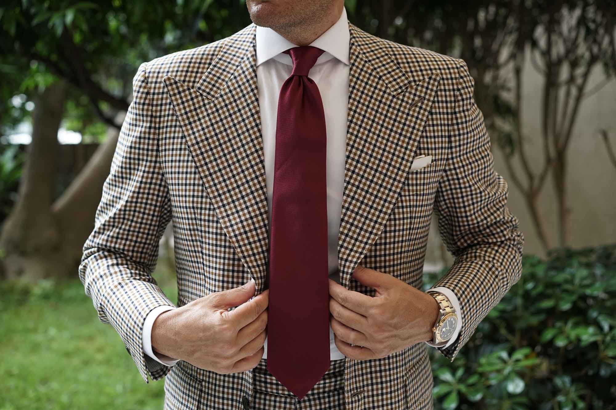 Burgundy Basket Weave Necktie