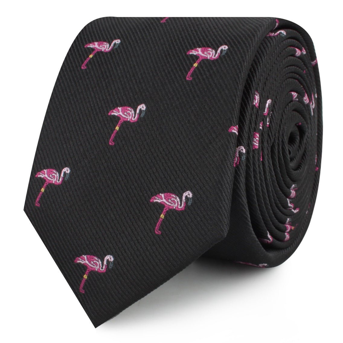 Aruba Island Black Flamingo Skinny Tie