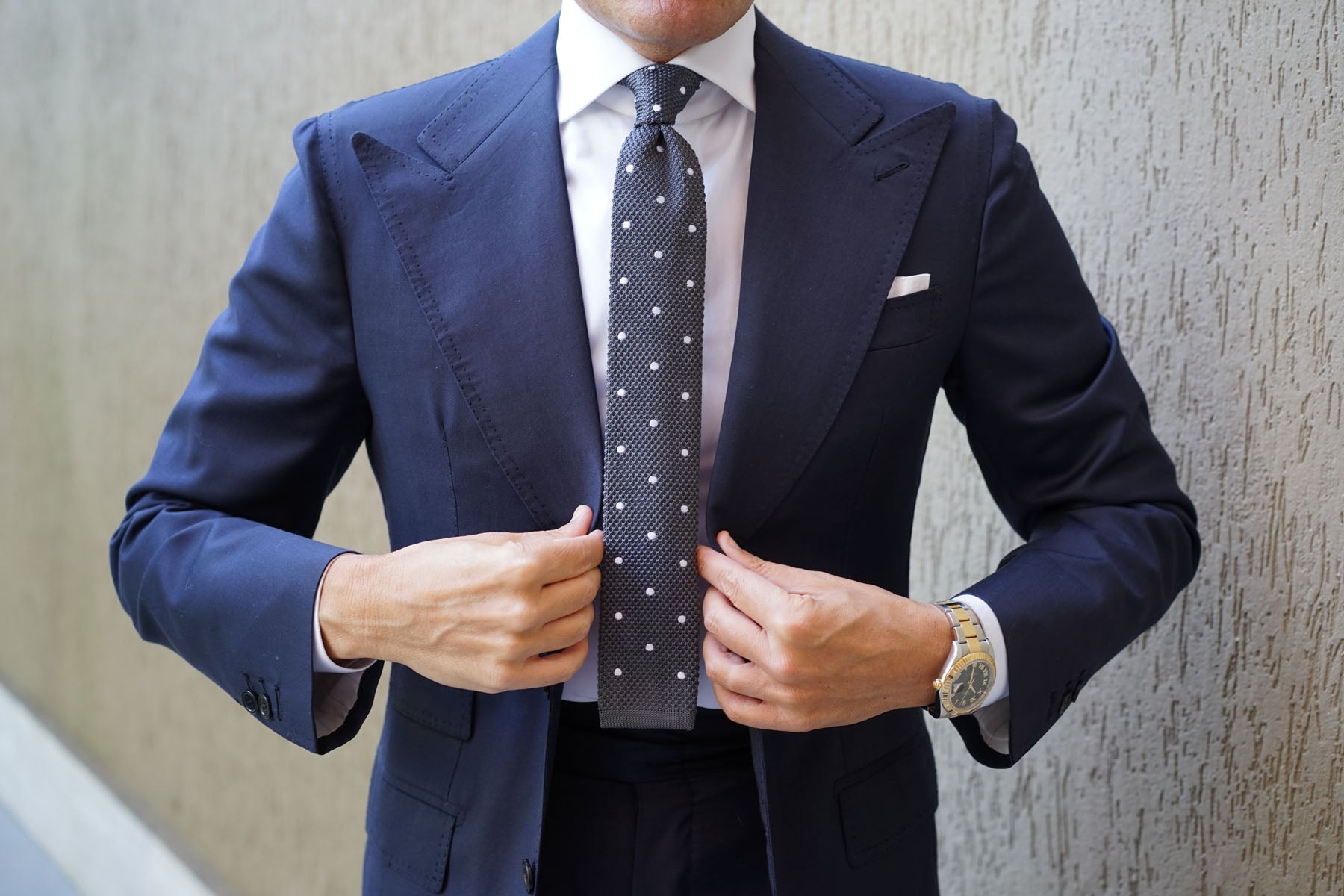 Mr. Mandela Charcoal Polkadot Knitted Tie