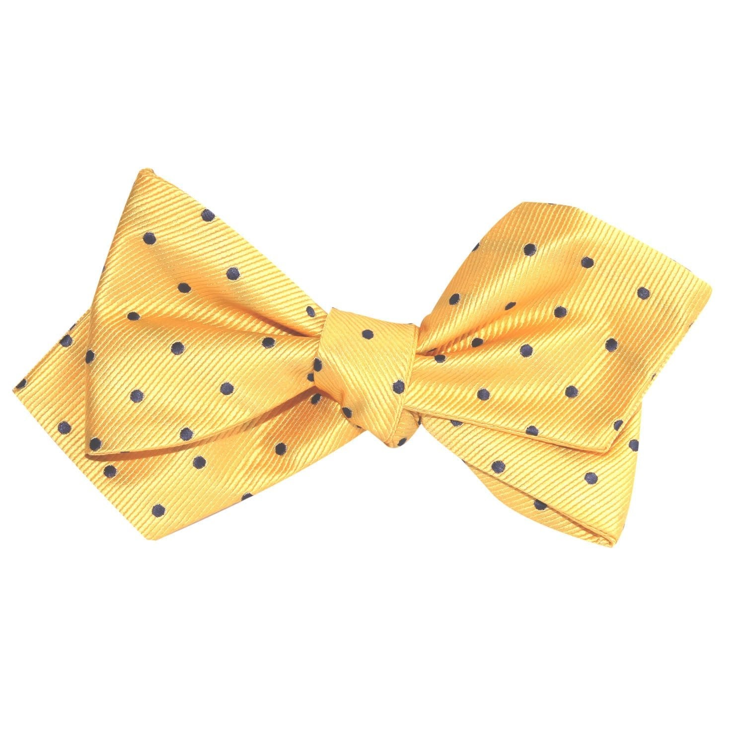 Yellow with Polka Dots Self Tie Diamond Tip Bow Tie