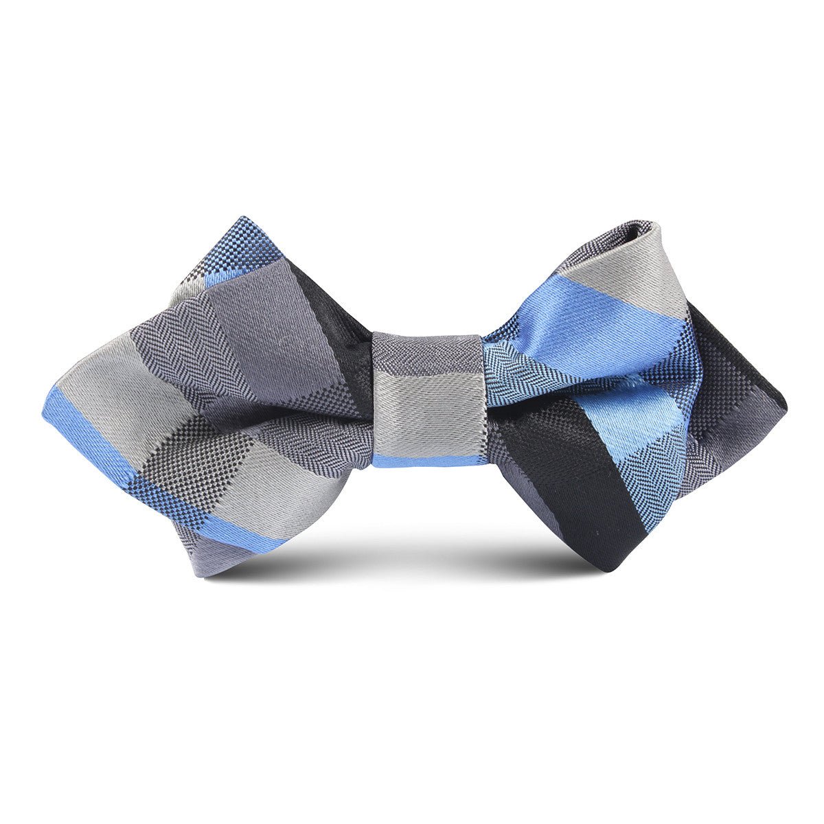 Black Grey Silver Blue Pattern Kids Diamond Bow Tie