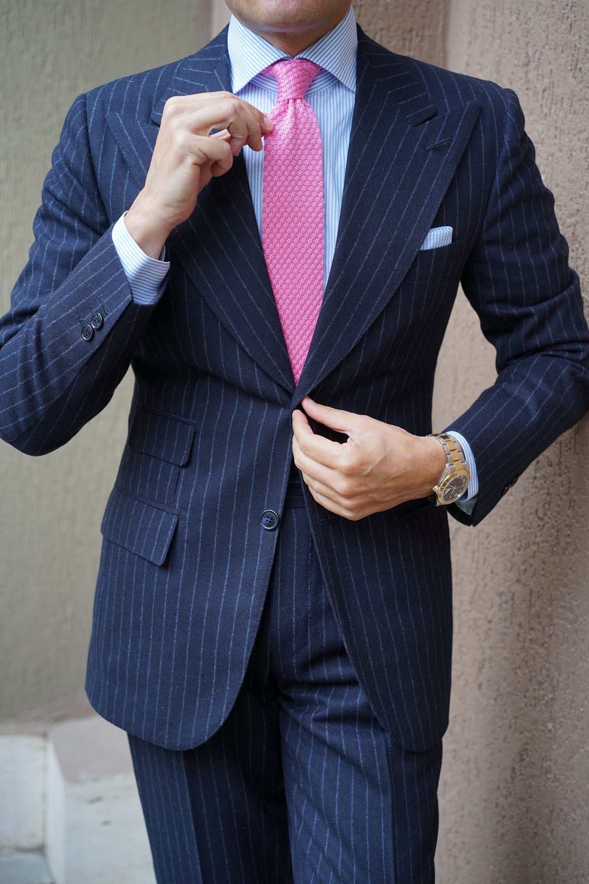 Light Pink Fuchsia Knitted Tie