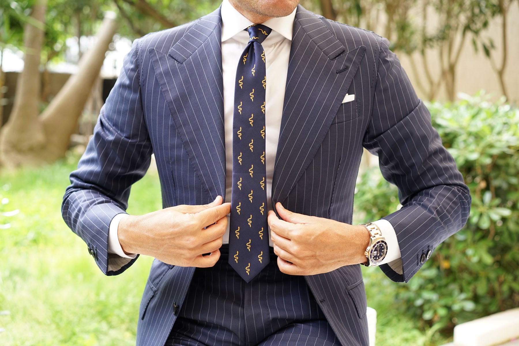 Yellow Snake Skinny Tie