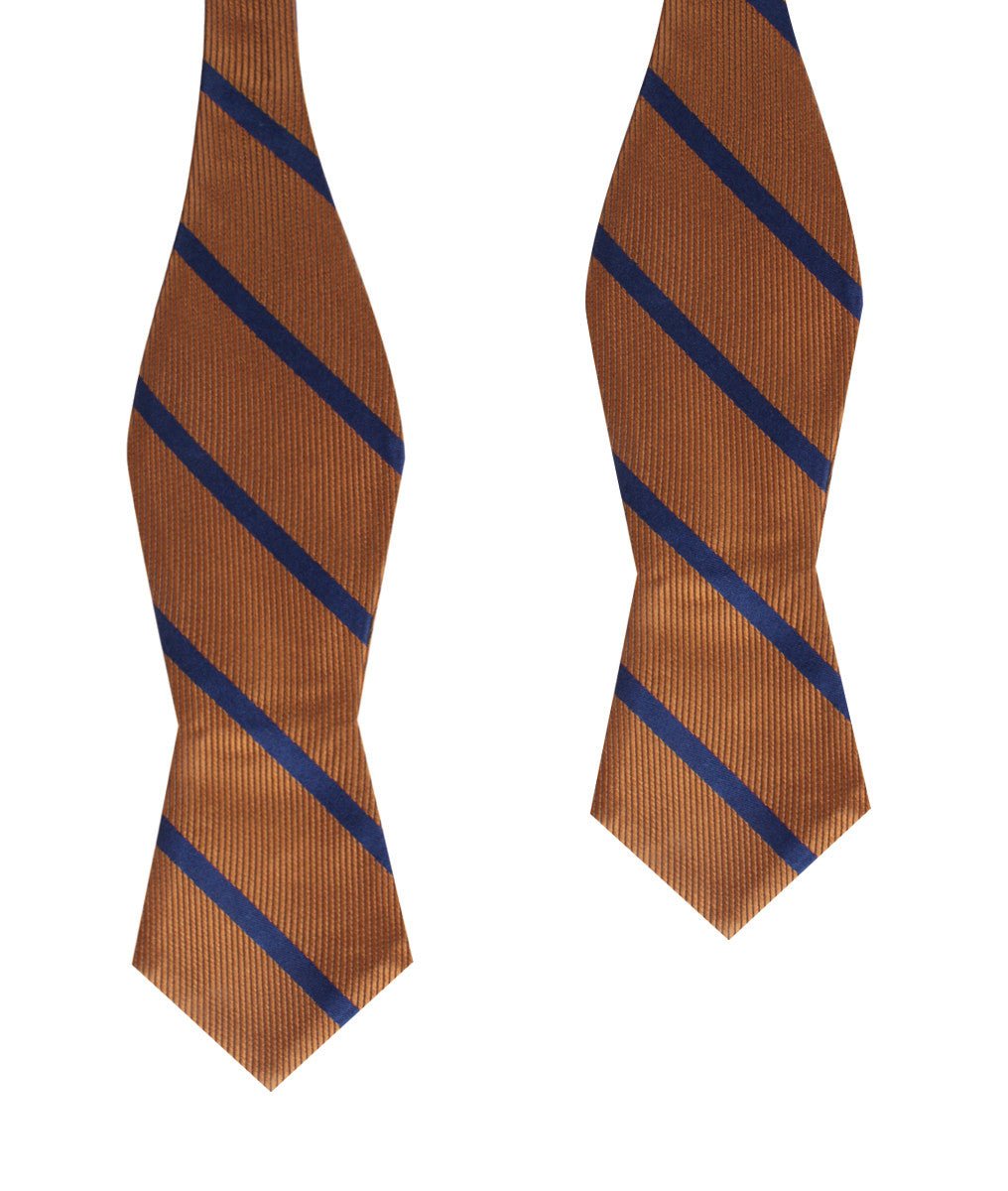 Golden Brown Pencil Stripe Diamond Self Bow Tie