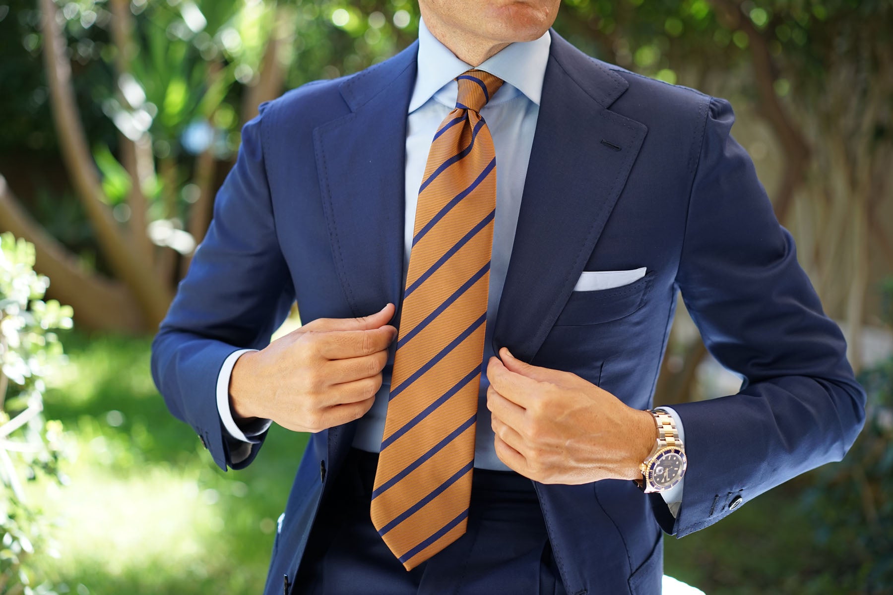 Golden Brown Pencil Stripe Tie