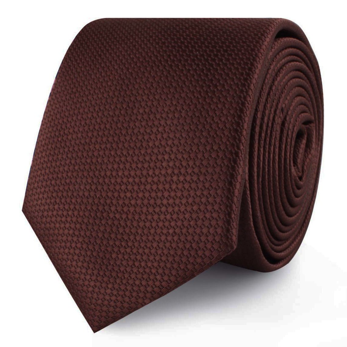 Dark Brown Basket Weave Skinny Tie