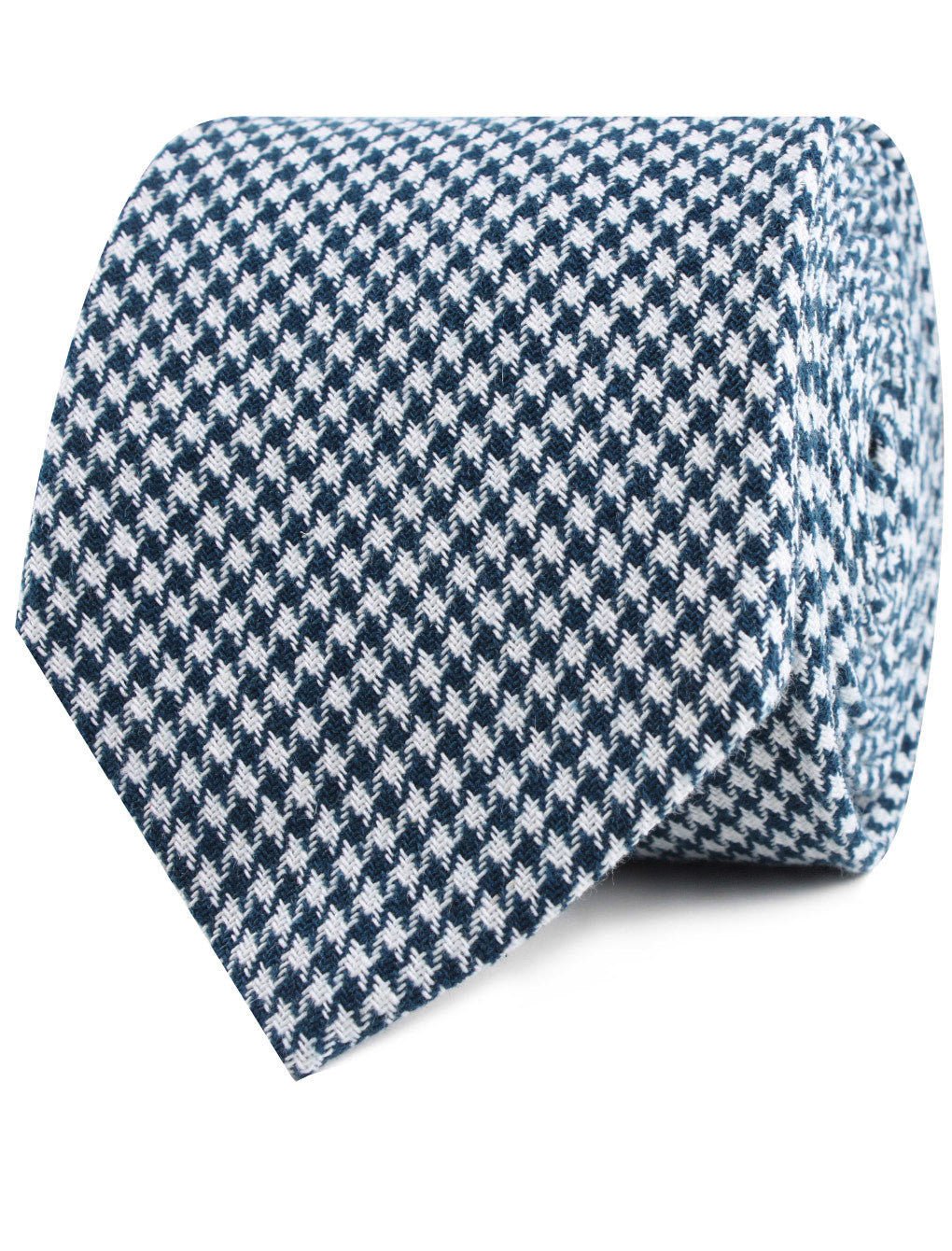 Blue Houndstooth Raw Linen Tie