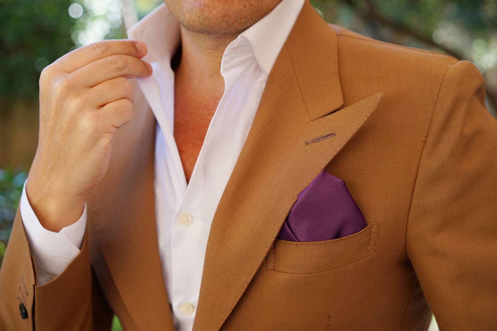 Aubergine Purple Satin Pocket Square