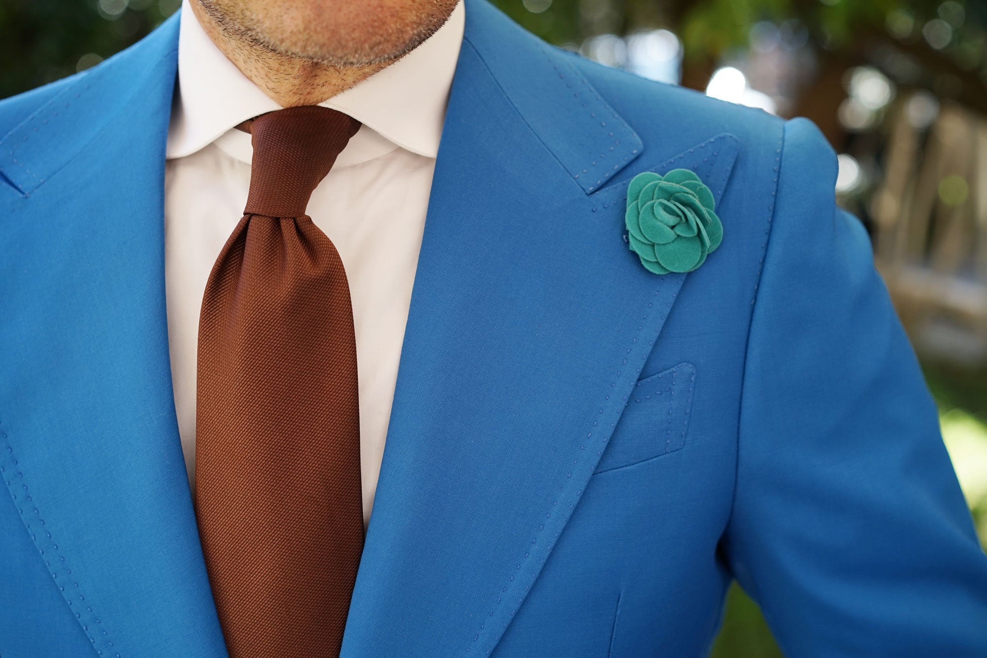 Teal Velvet Lapel Flower