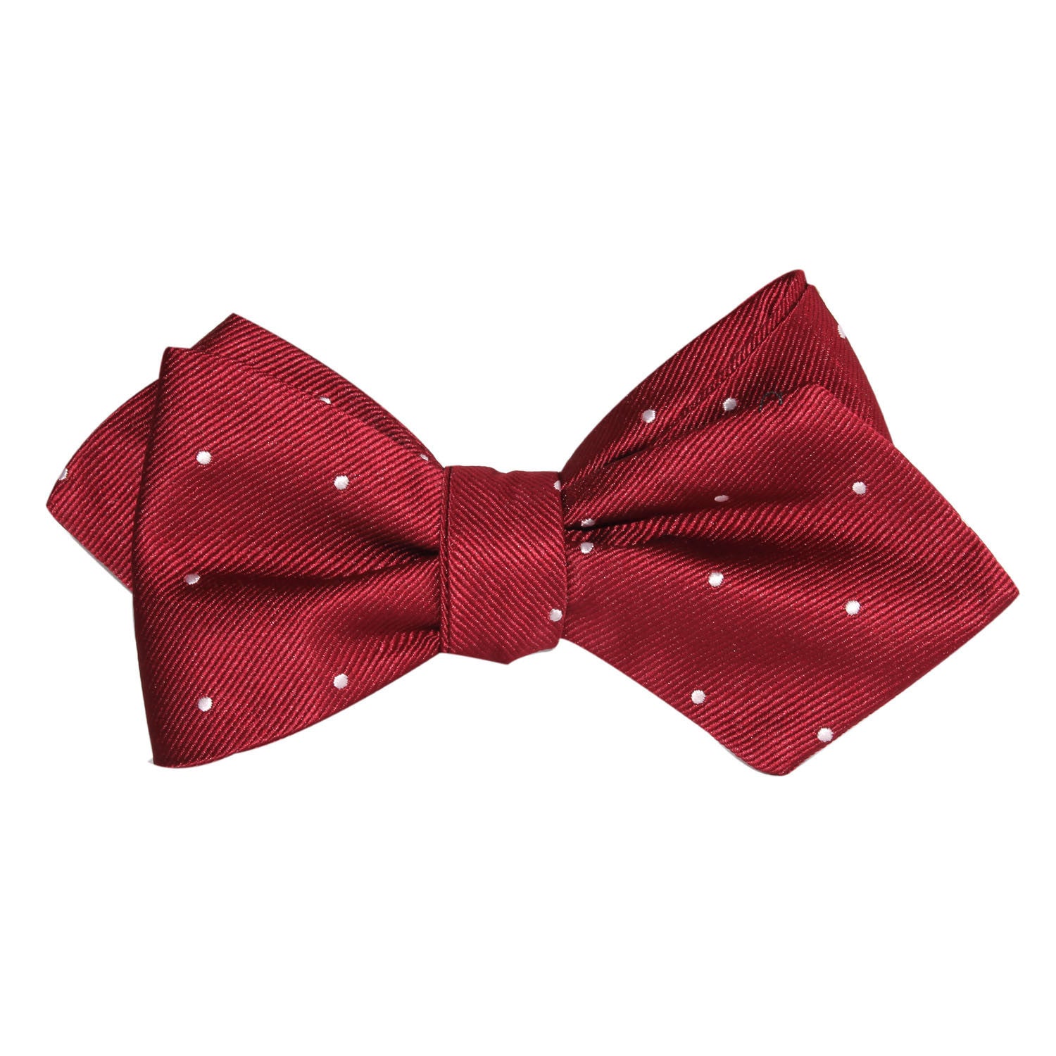 Maroon with White Polka Dots Self Tie Diamond Tip Bow Tie