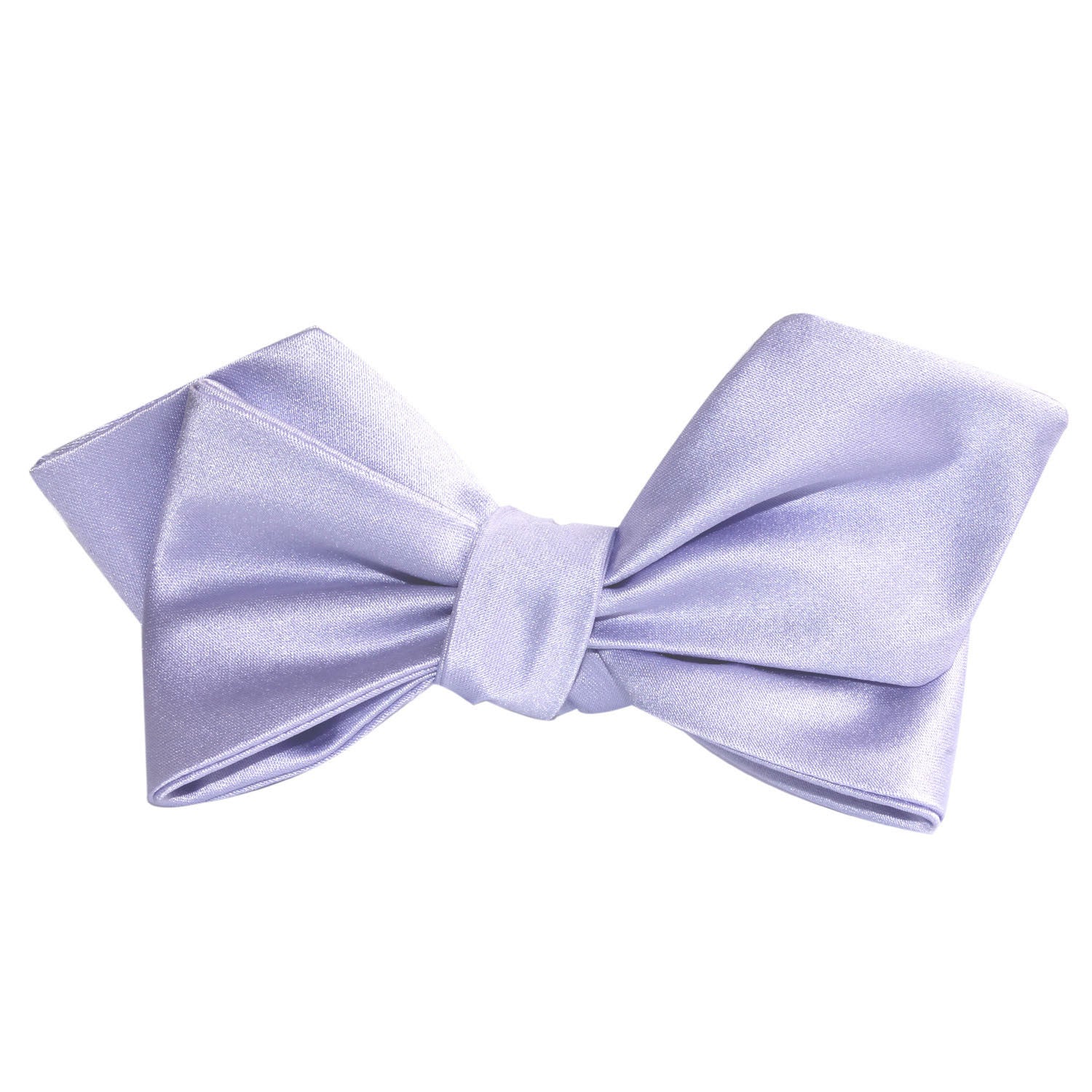 Lavender Purple Satin Self Tie Diamond Tip Bow Tie