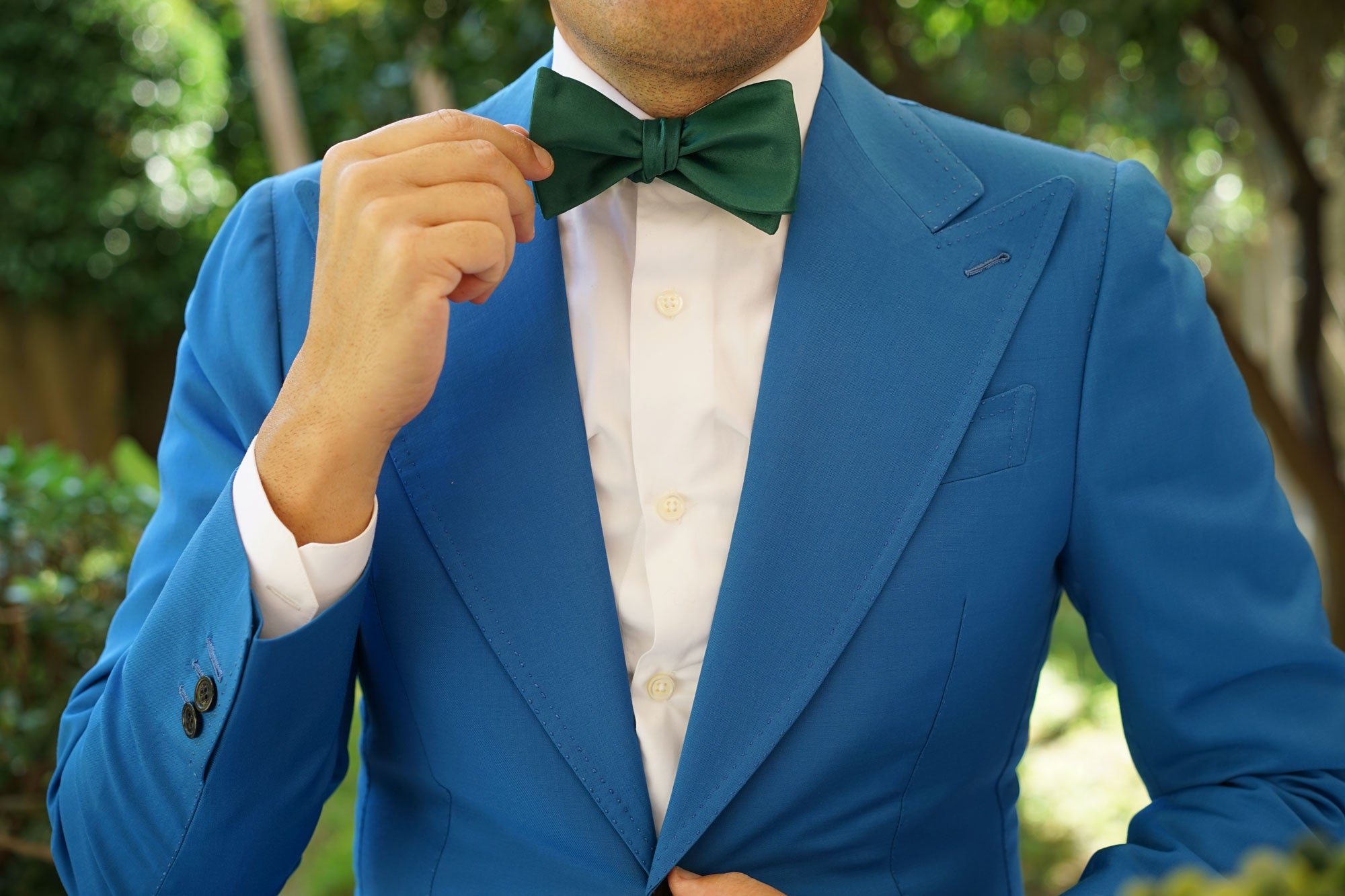 Juniper Green Satin Self Bow Tie