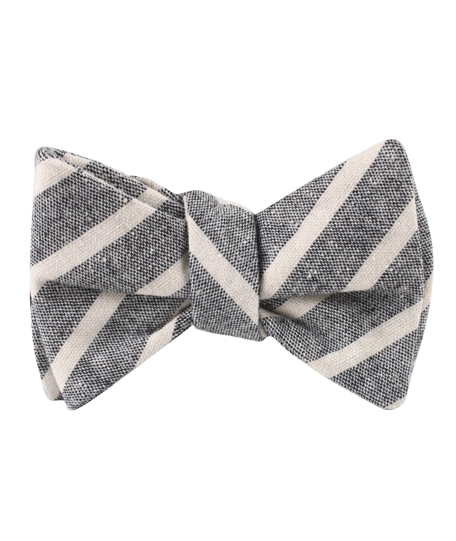 Mersin Brown Stripe Chalk Linen Self Bow Tie