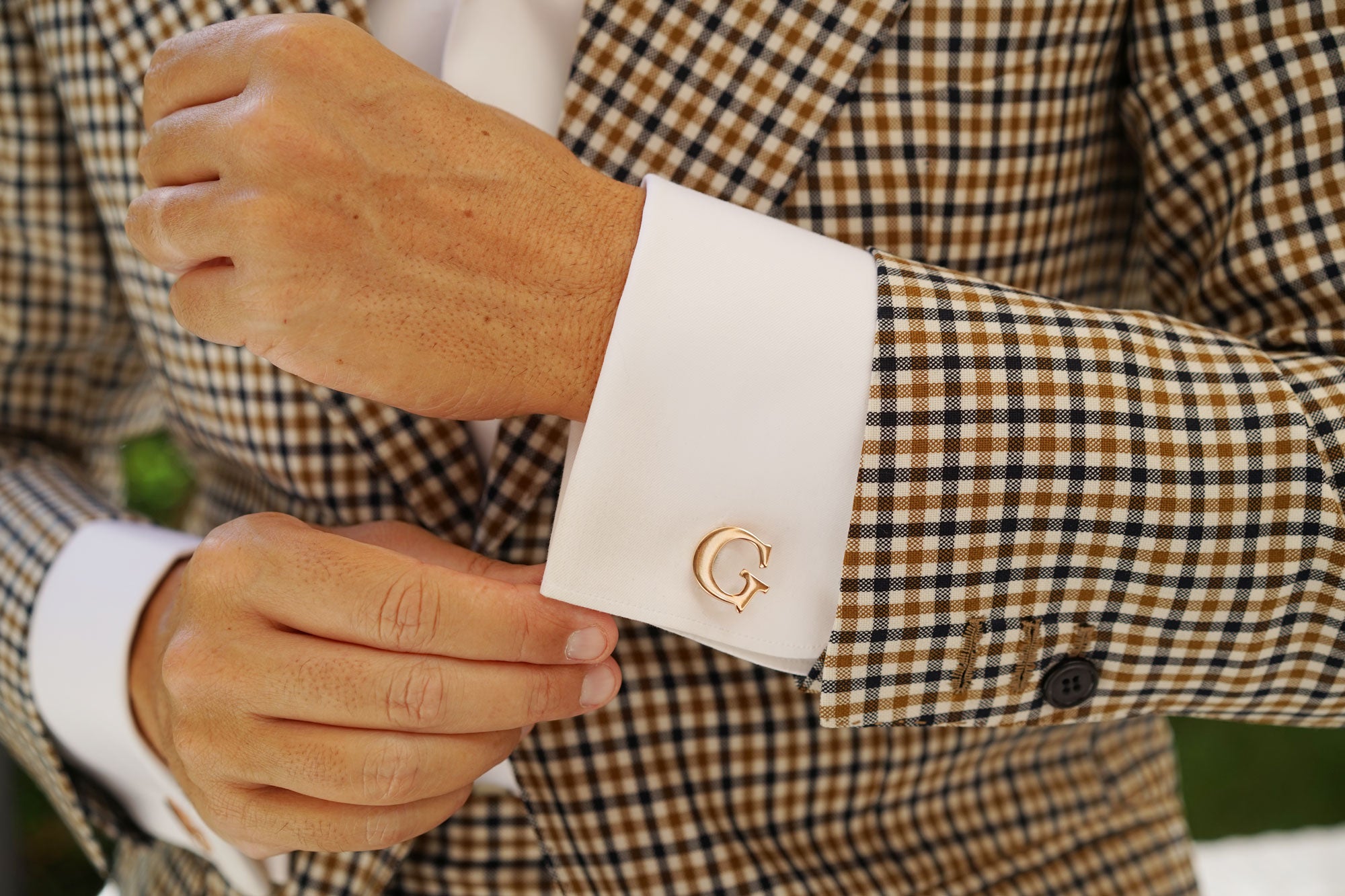 Rose Gold Letter G Cufflinks