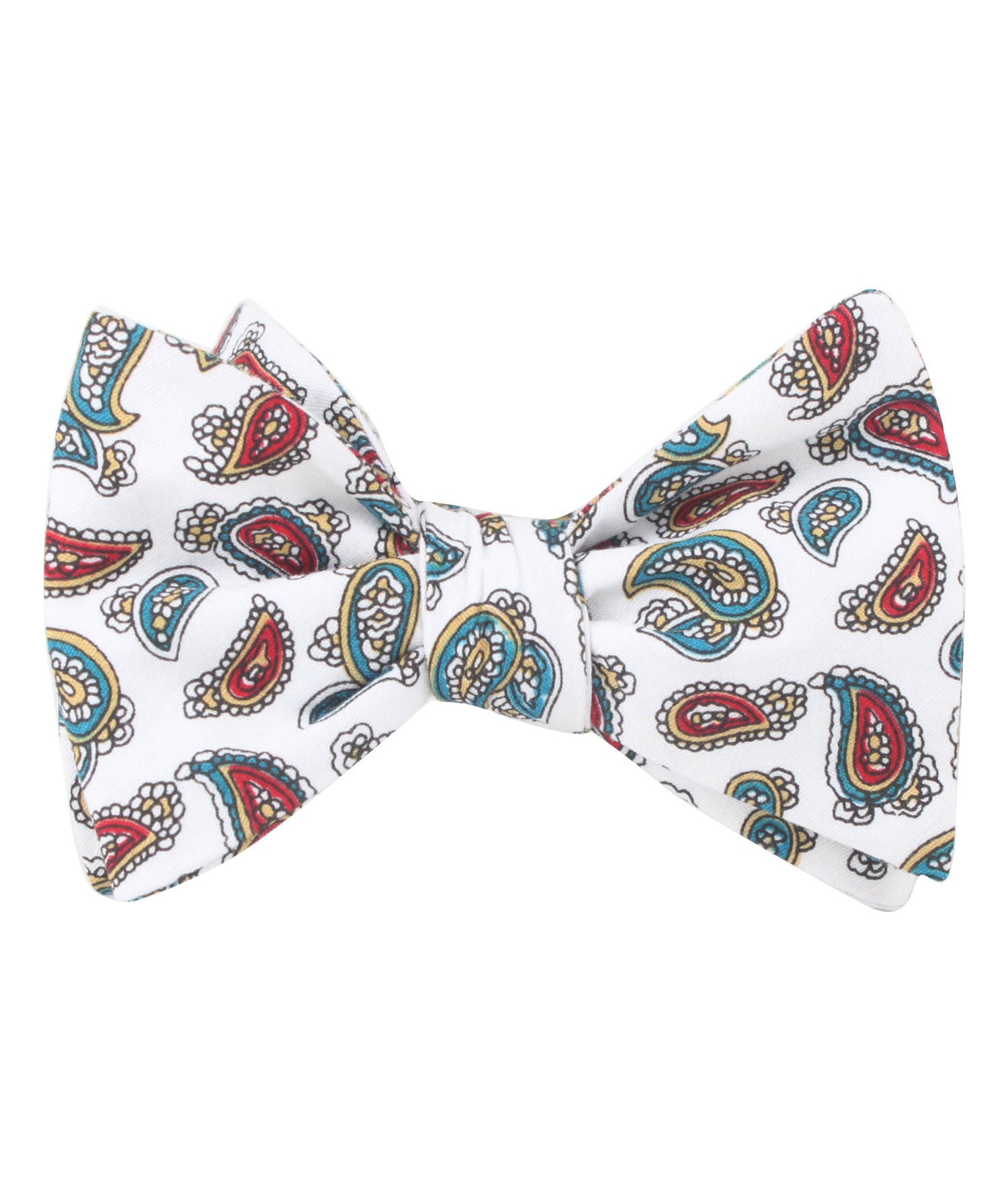 Ponte Vecchio White Paisley Self Bow Tie