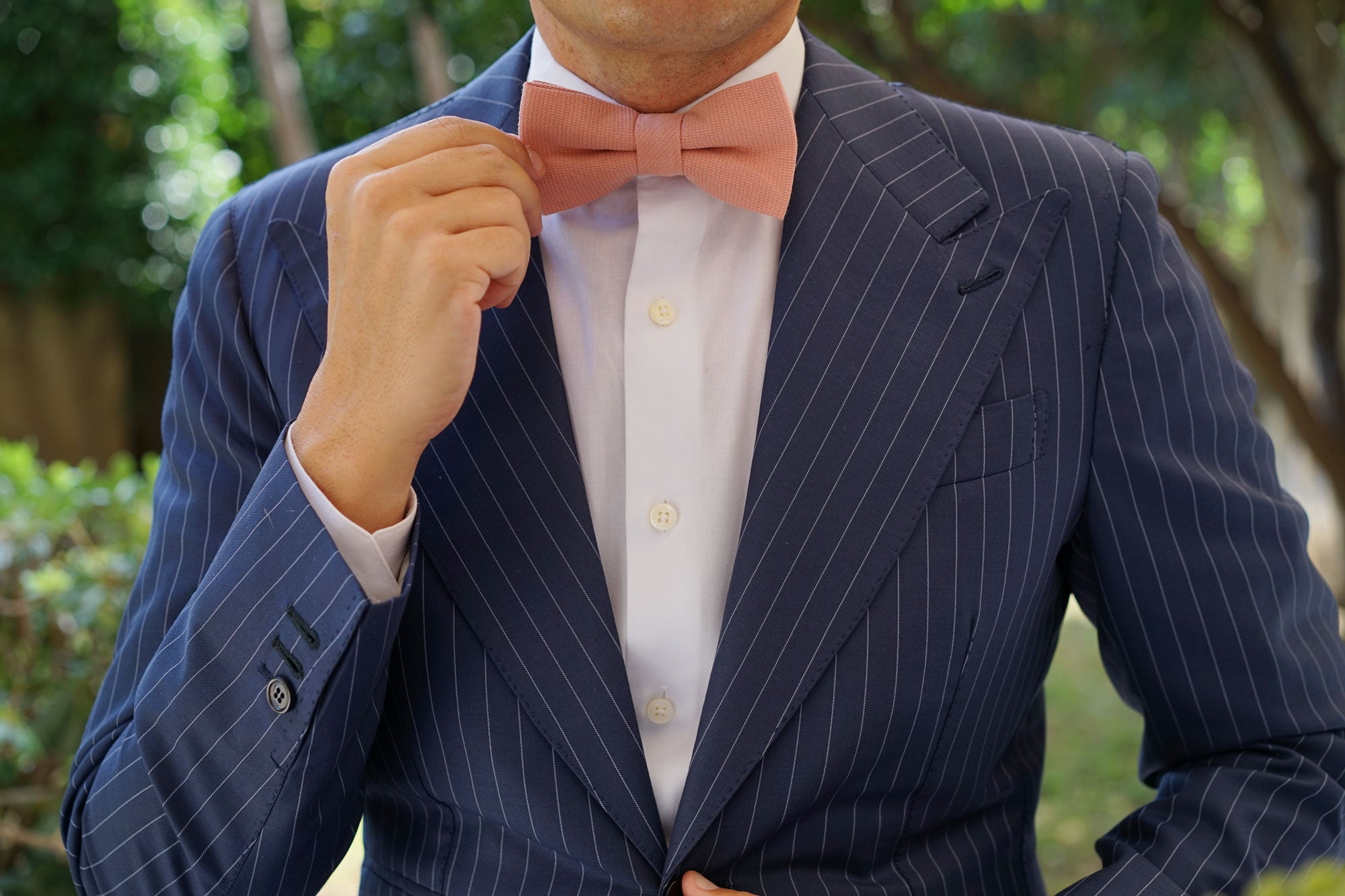 Sunset Peach Linen Twill Bow Tie