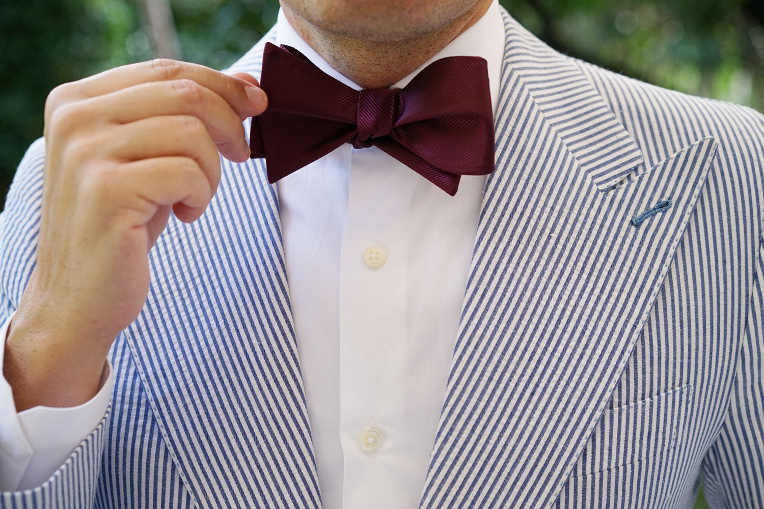 Dark Merlot Wine Twill Self Bow Tie