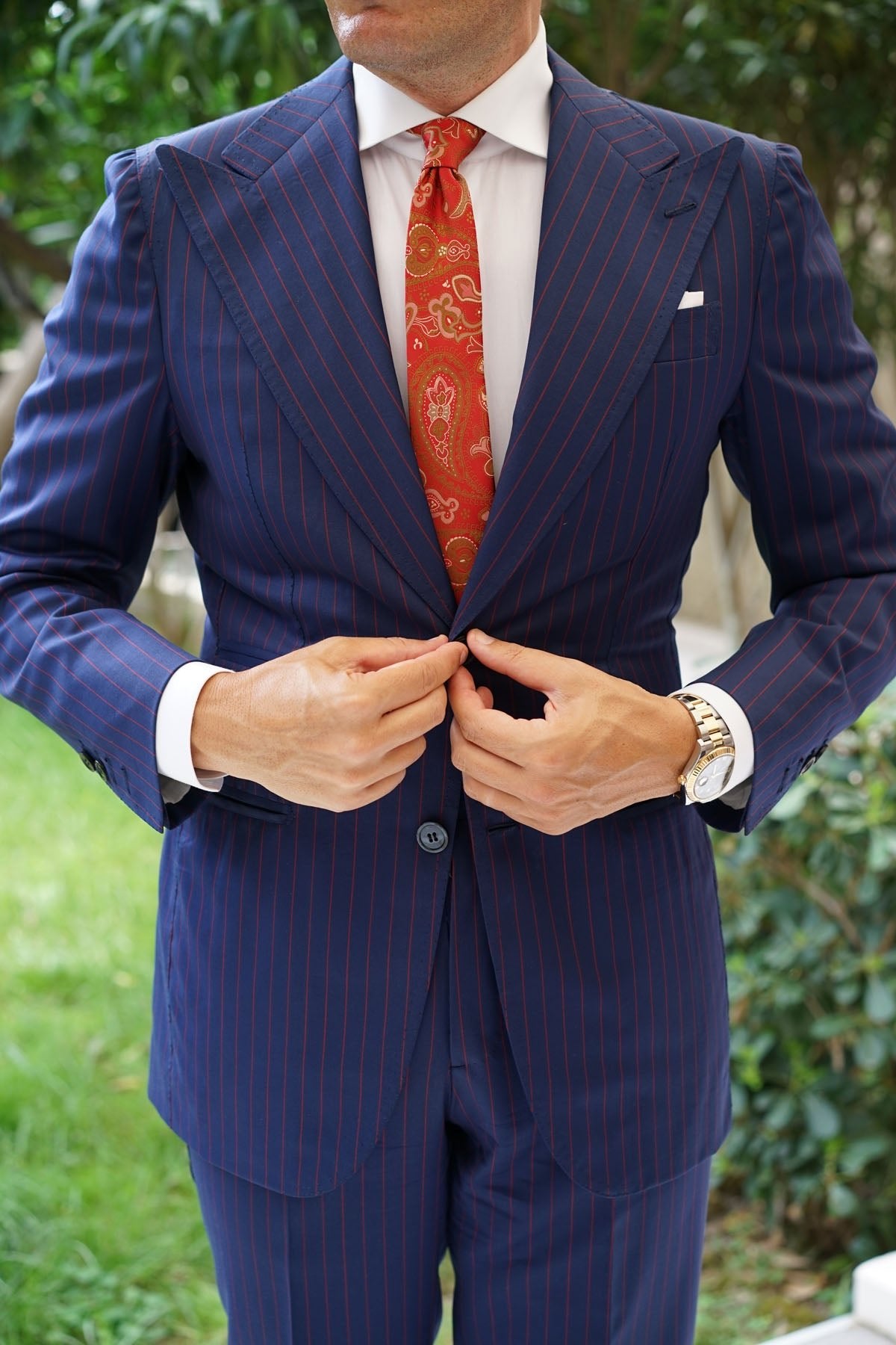 Paisley Maroon with Brown Skinny Tie