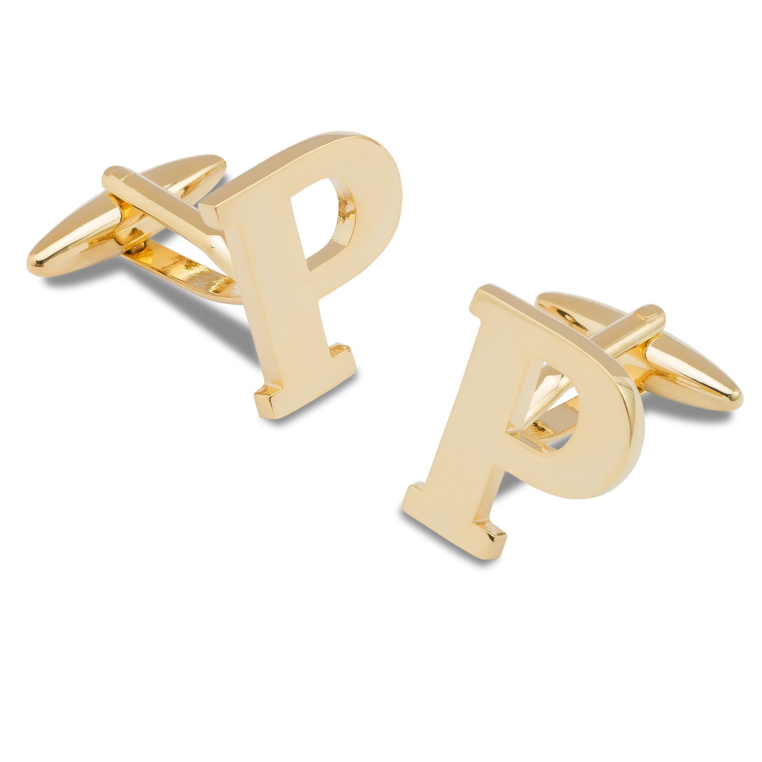 Letter P Gold Cufflinks