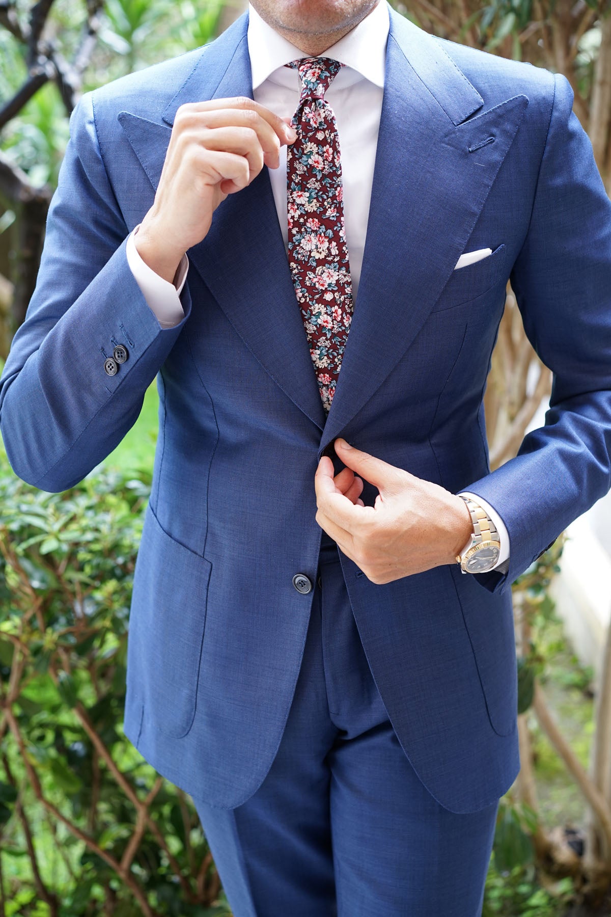 London Brown Floral Skinny Tie