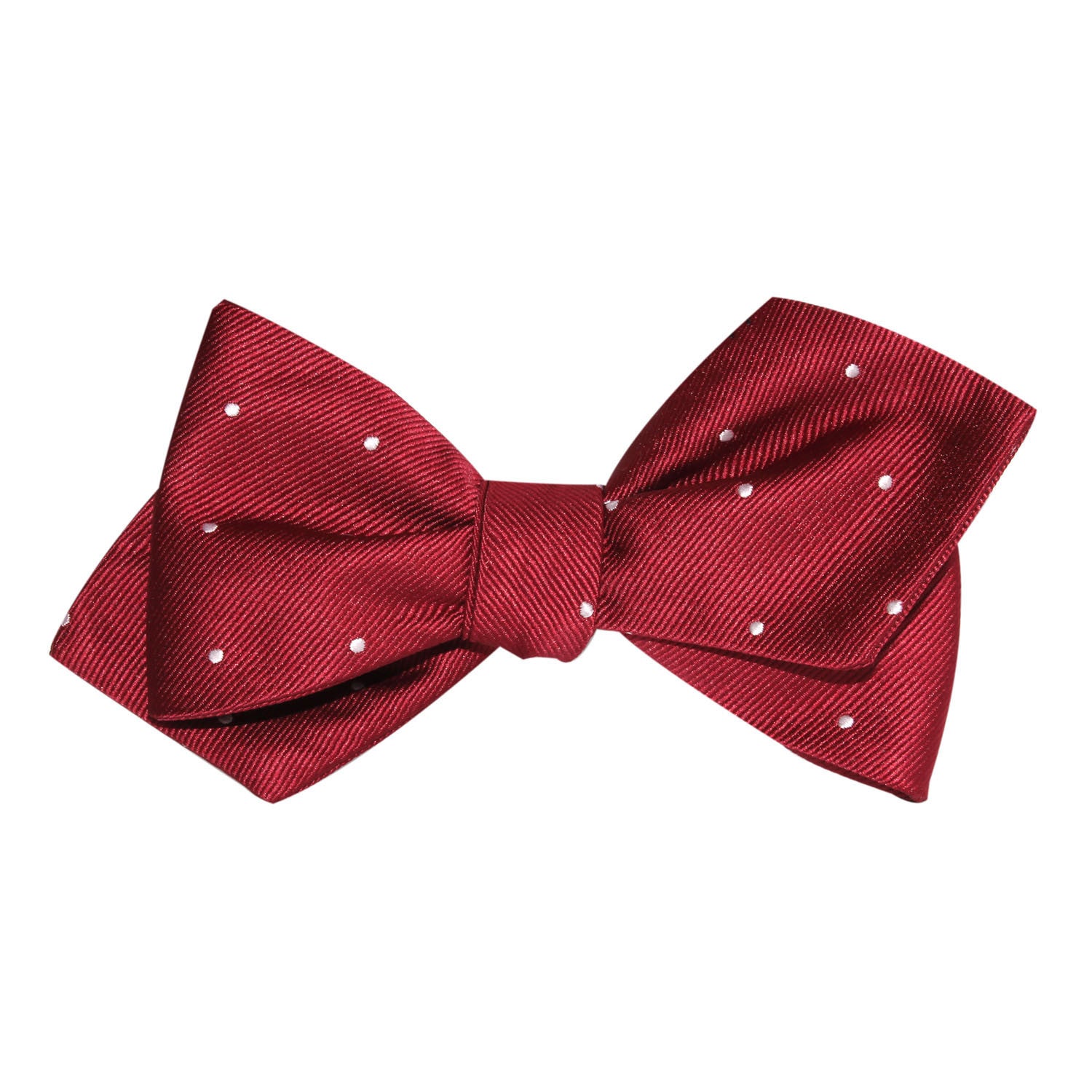 Maroon with White Polka Dots Self Tie Diamond Tip Bow Tie