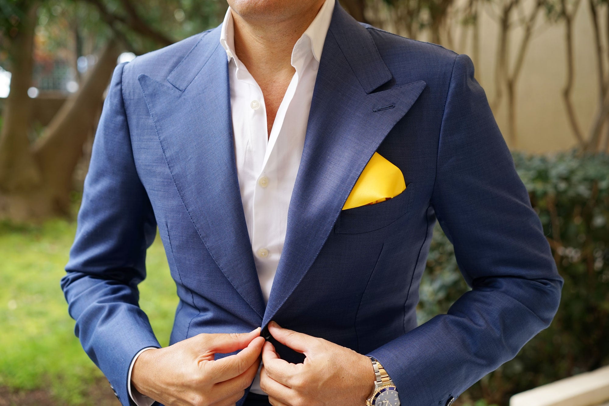 Sunflower Chrysanthemum Yellow Satin Pocket Square