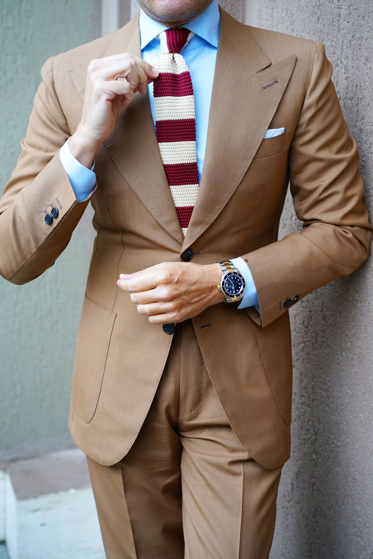 Burgundy Vanilla Knitted Tie