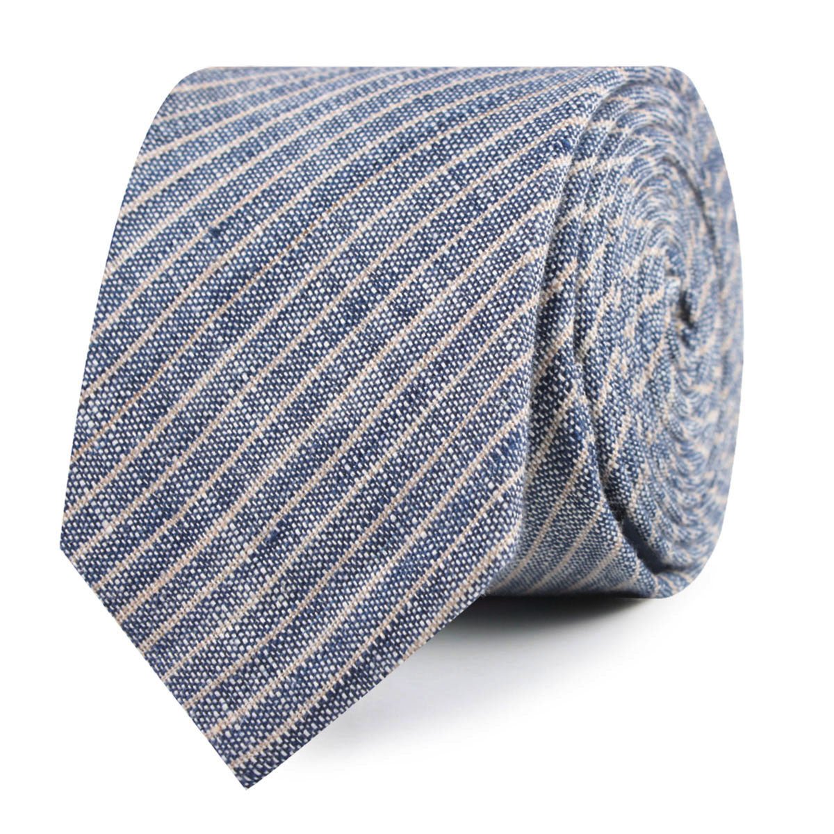 Blue Dry Cold Linen Pinstripe Skinny Tie