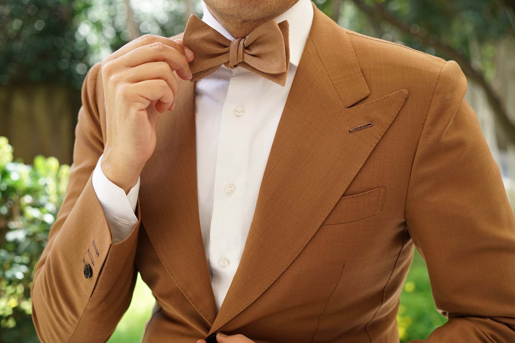 Raw Chocolate Linen Self Bow Tie