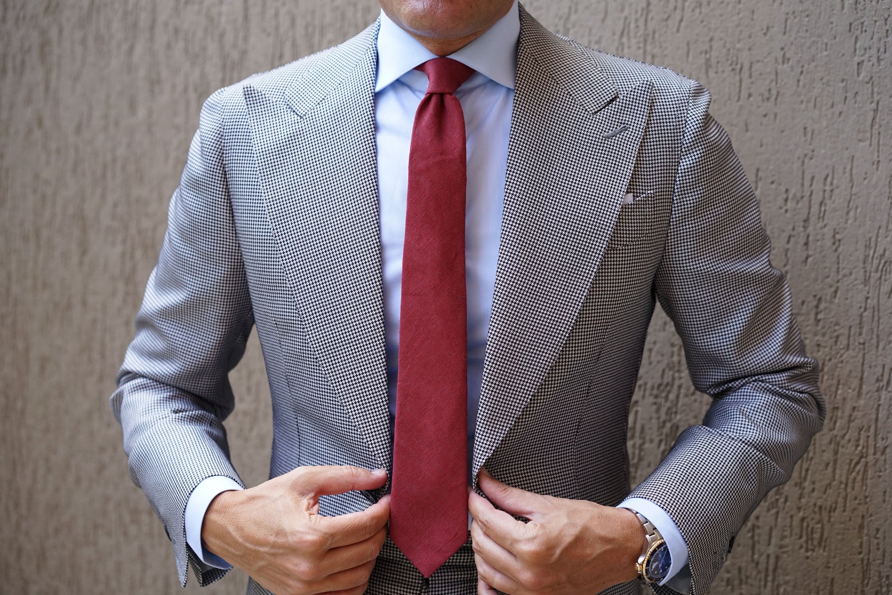 Maroon Slub Linen Skinny Tie