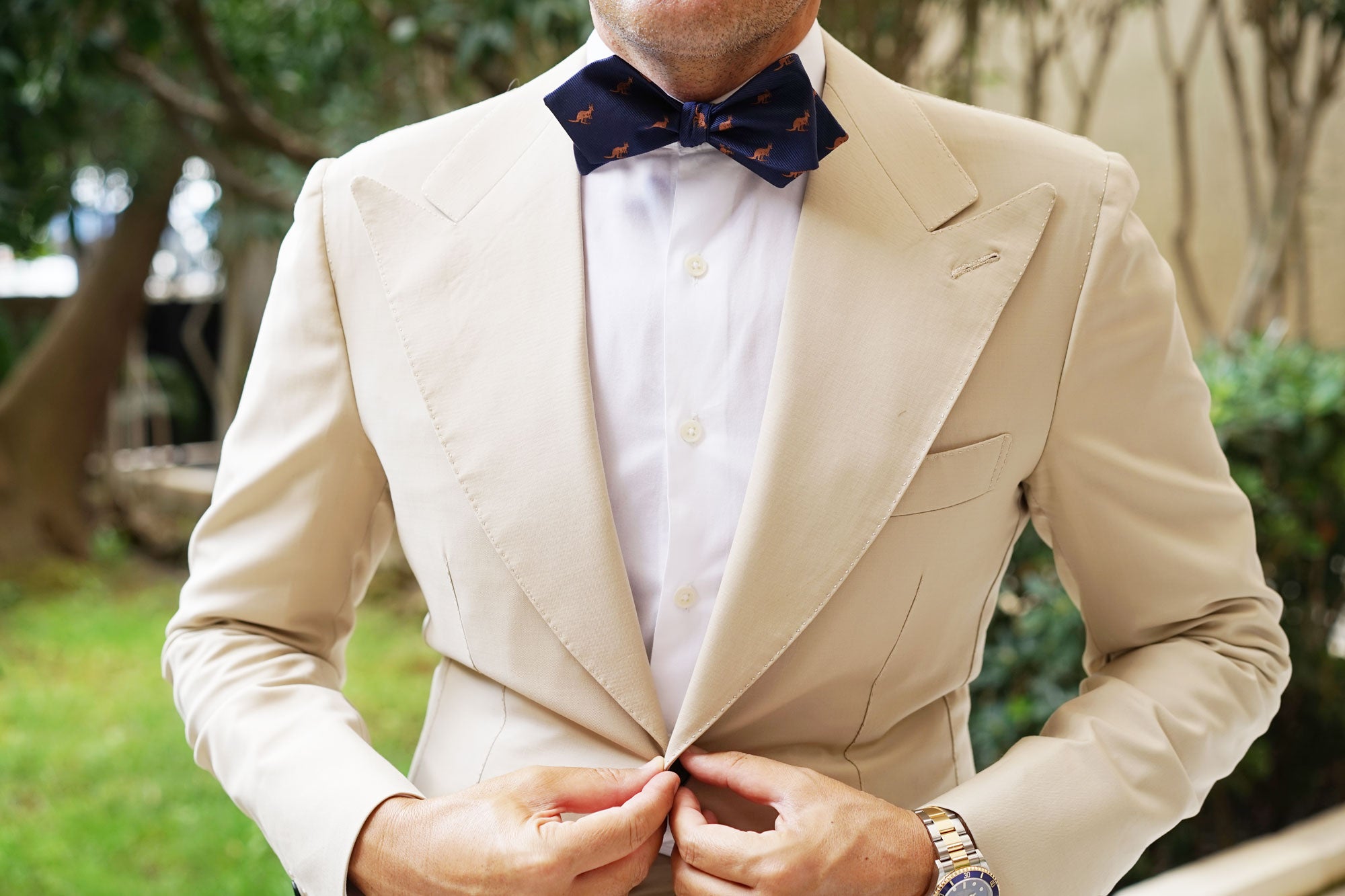 Brown Kangaroo Diamond Self Bow Tie