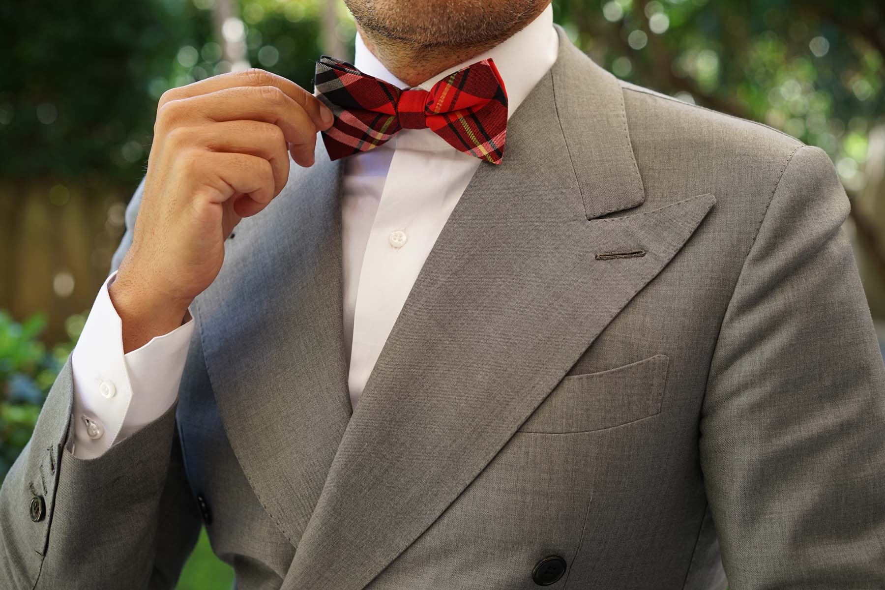 Red Scottish Plaid Cotton Bow Tie