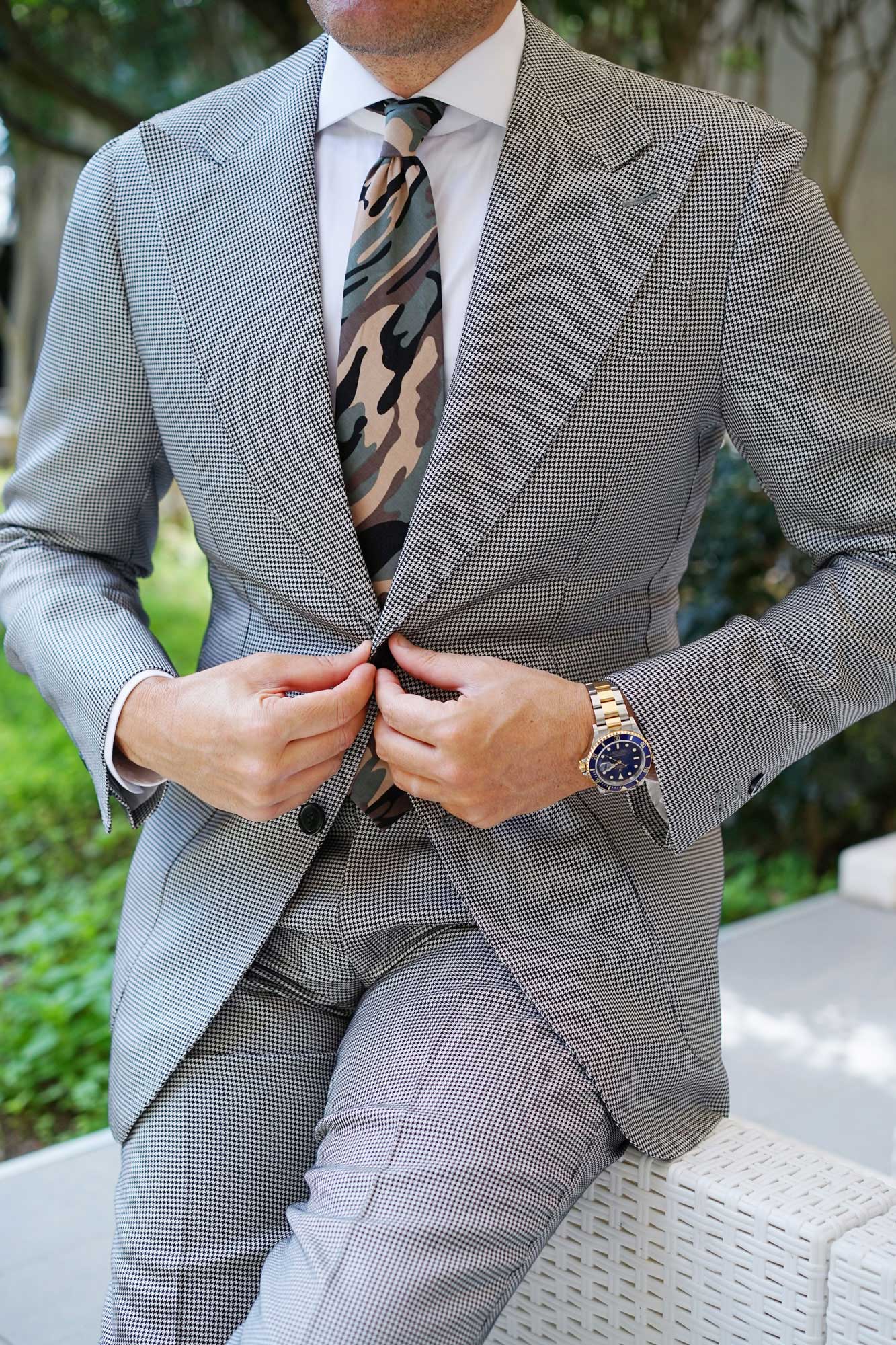 Forest Green Camouflage Tie