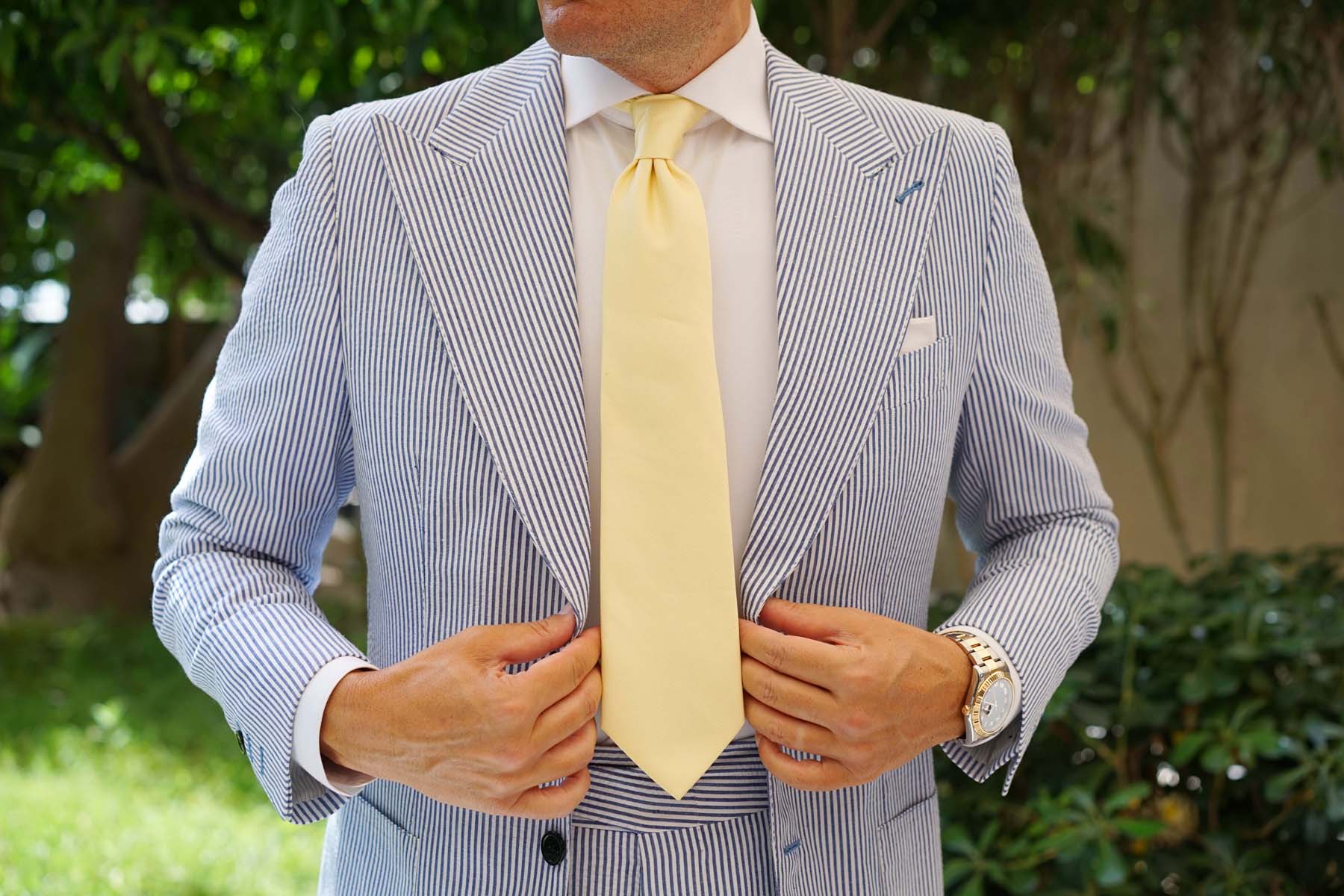 Canary Blush Yellow Weave Necktie