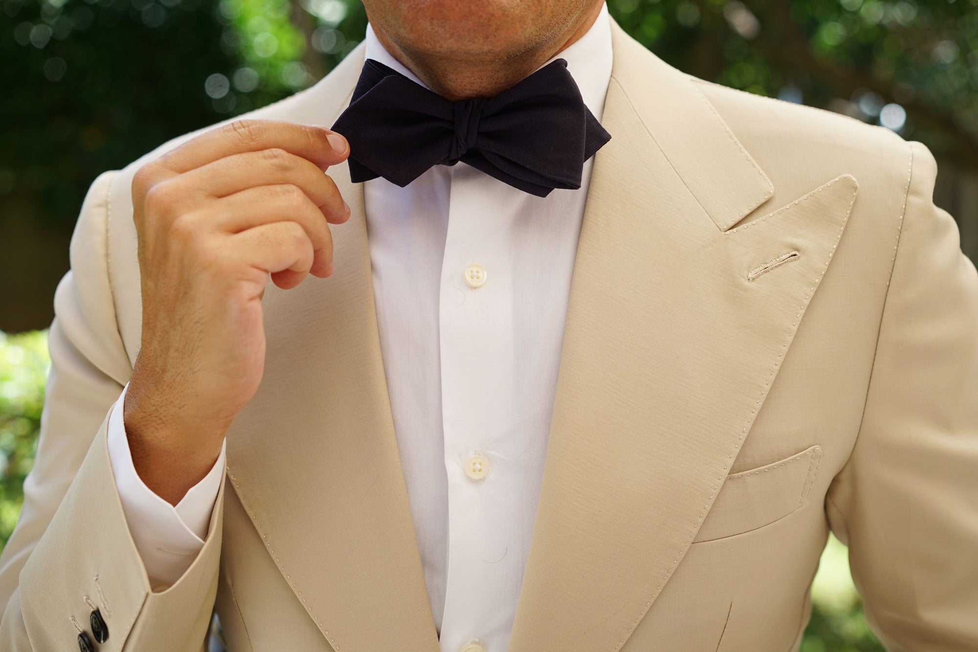 Navy Blue Cotton Self Tie Diamond Bow Tie