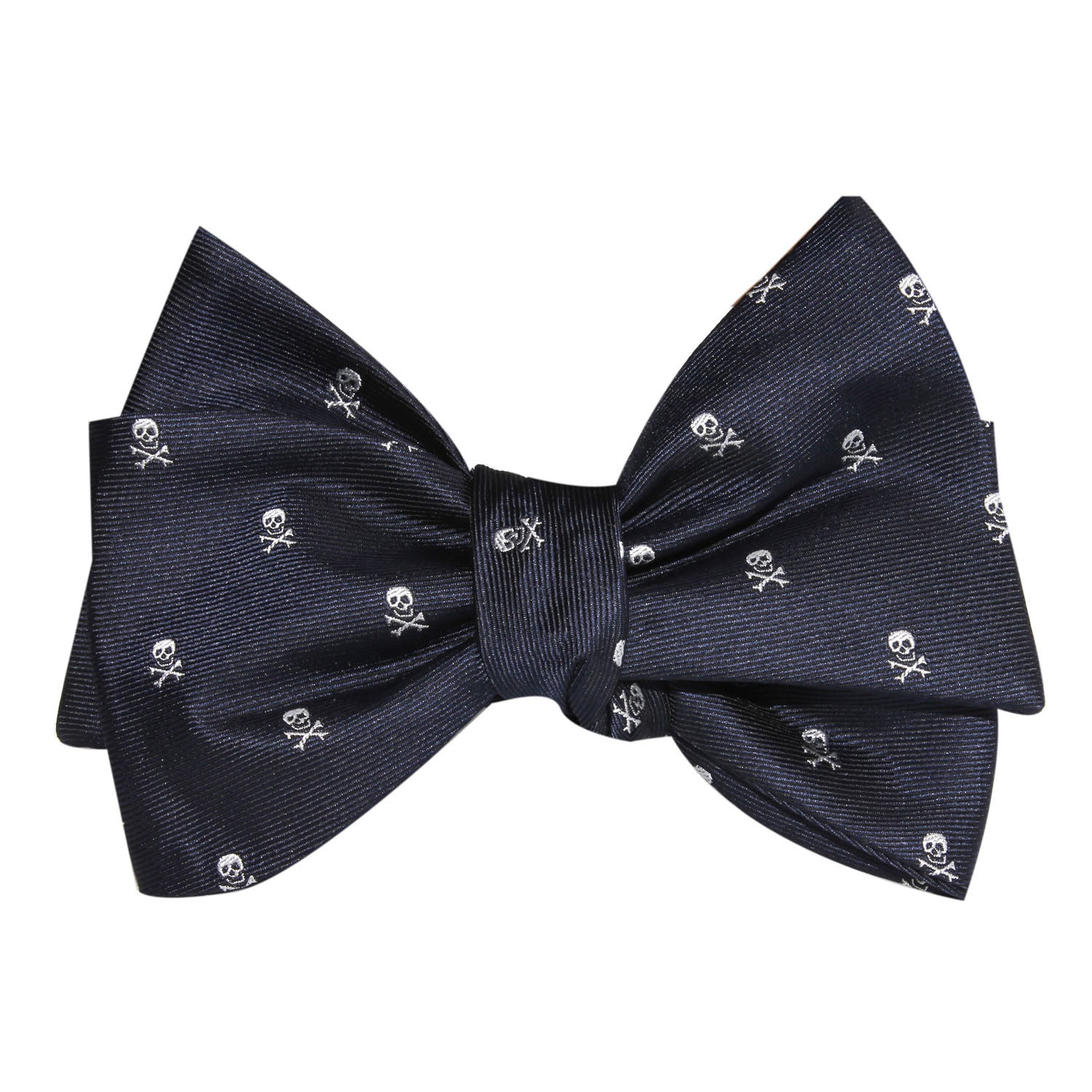 Navy Blue Pirate Skull Self Tie Bow Tie