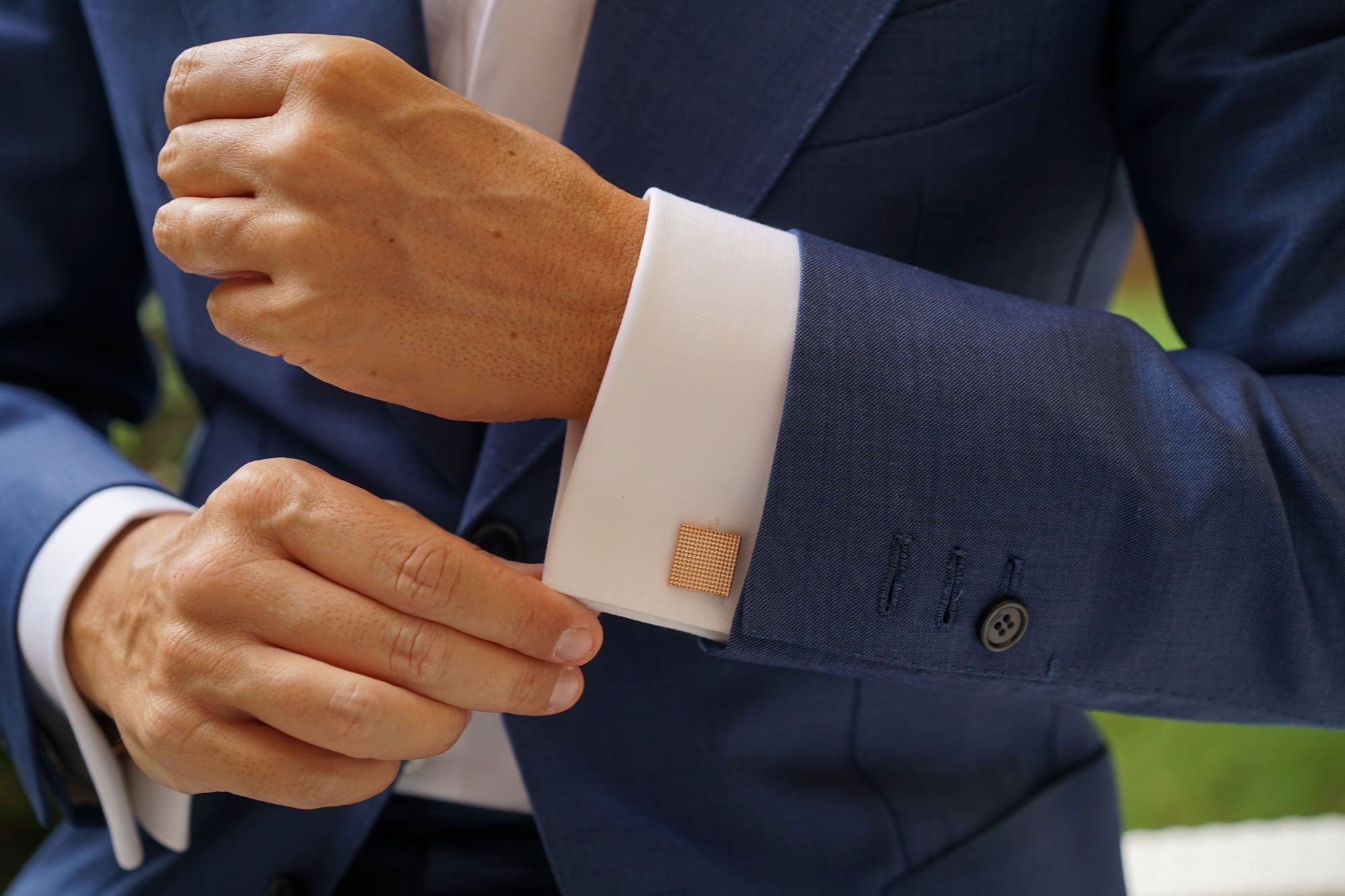 Square Studded Rose Gold Cufflinks