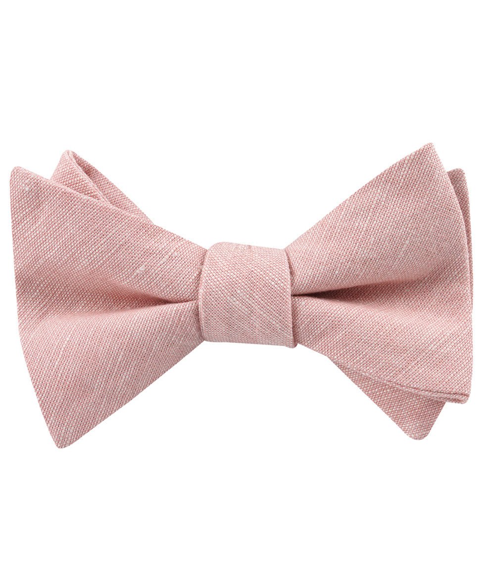 Ballet Blush Pink Chambray Linen Self Bow Tie